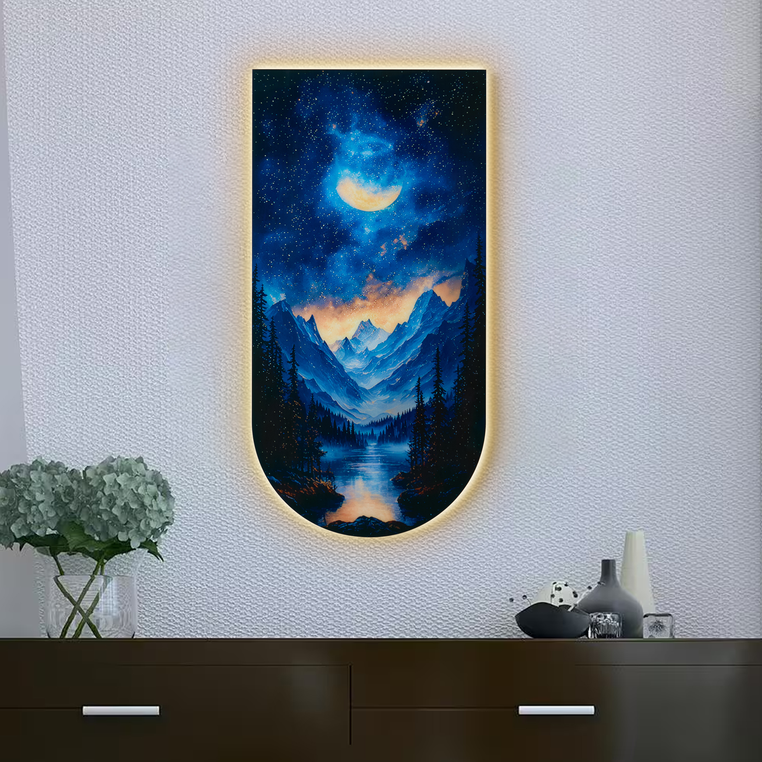 31.5" Galaxy Wall Hanging with Warm LED Light & Remote Control