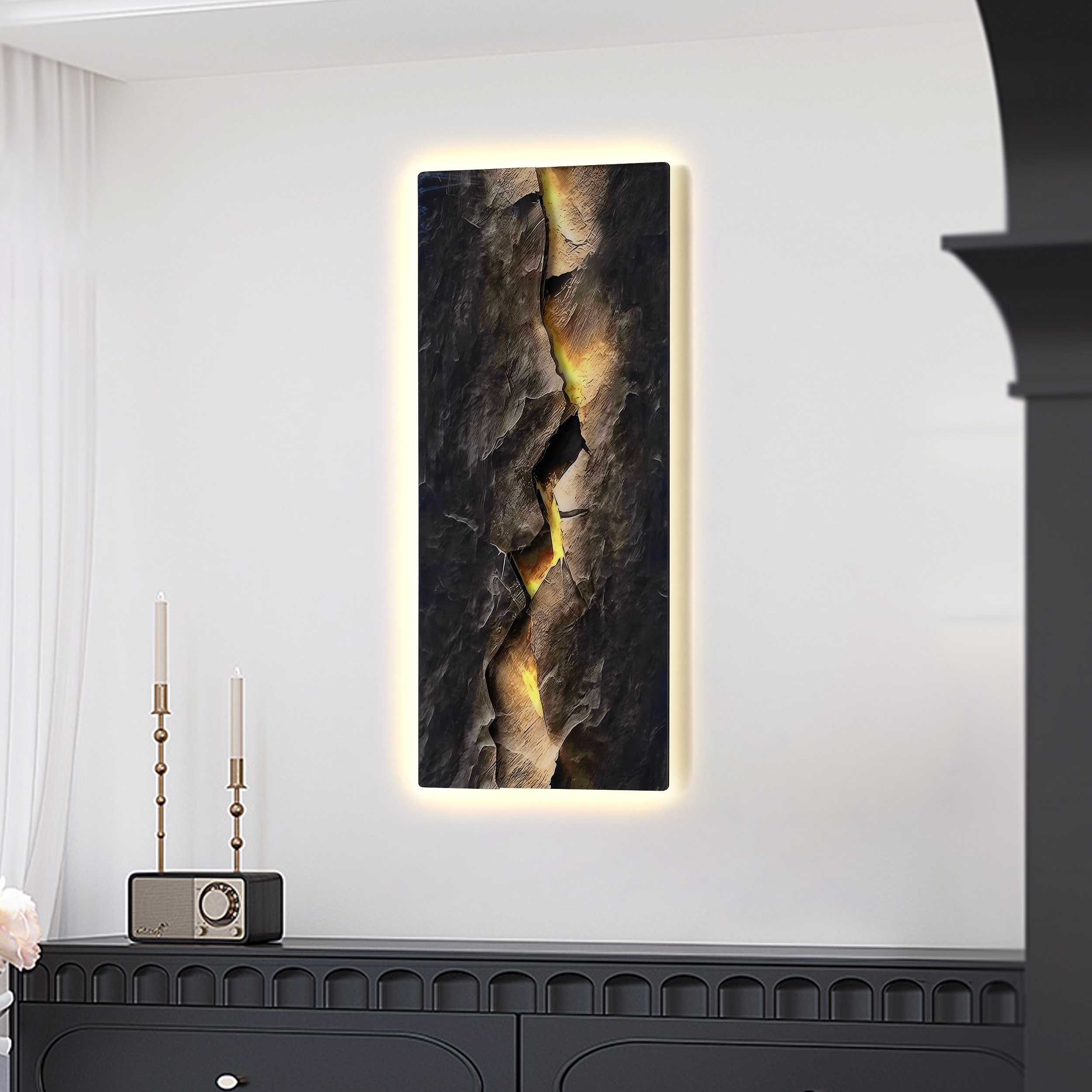 Extra-Large Modern LED Wall Art Set of 2 with Backlit Light Home Decor— USB Powered