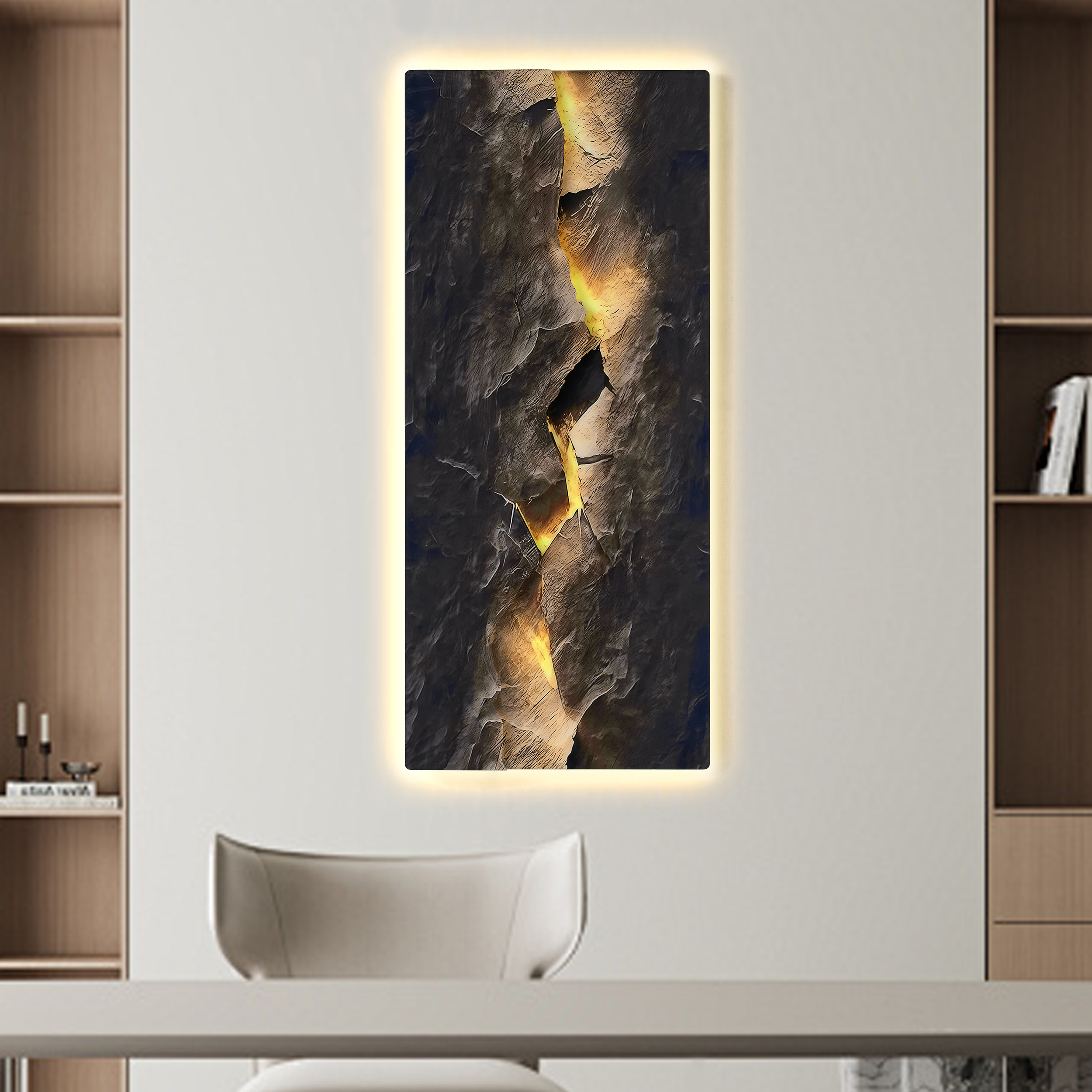 Extra-Large Modern LED Wall Art Set of 2 with Backlit Light Home Decor— USB Powered