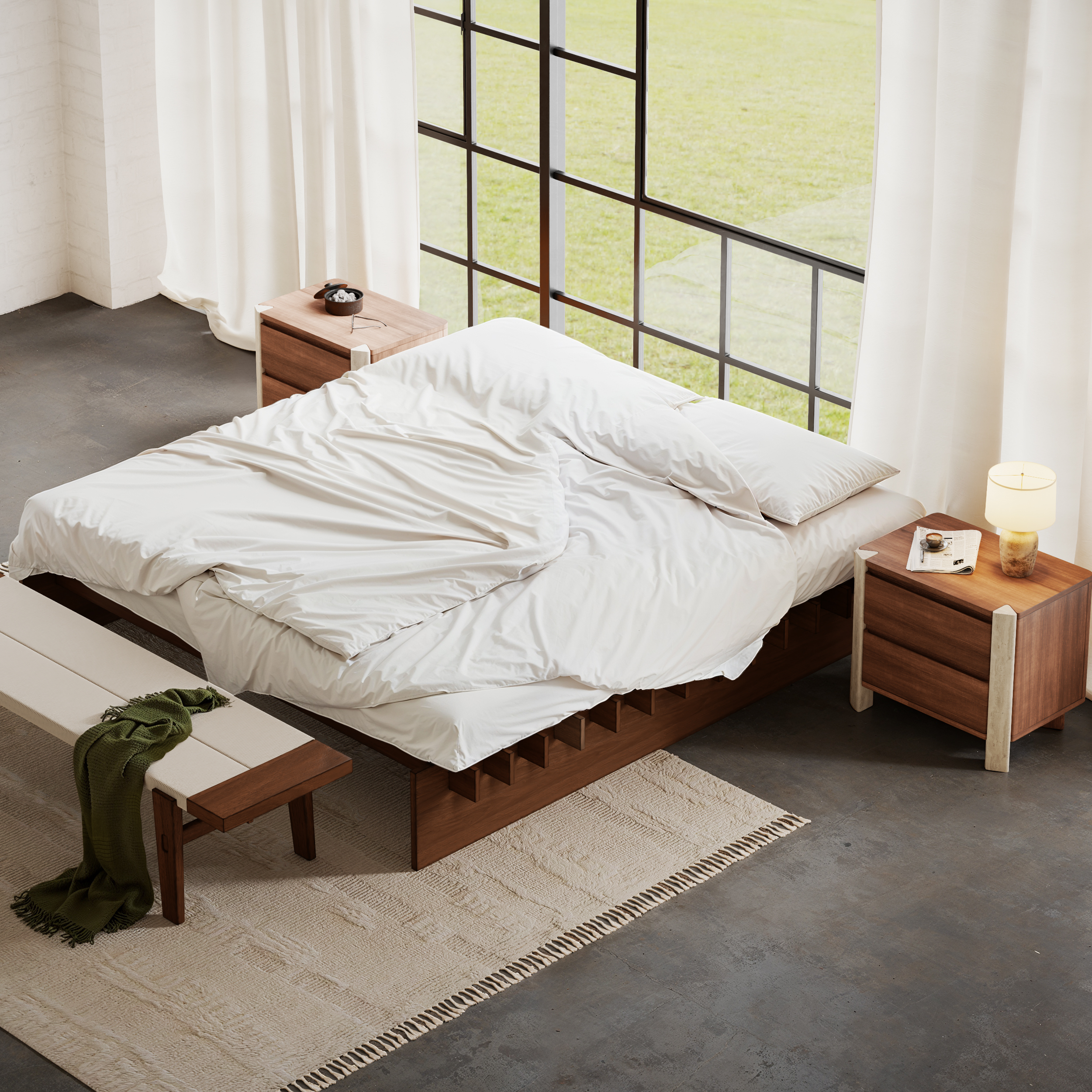 Japanese Style Solid Wood King Size Floor Bed Frame