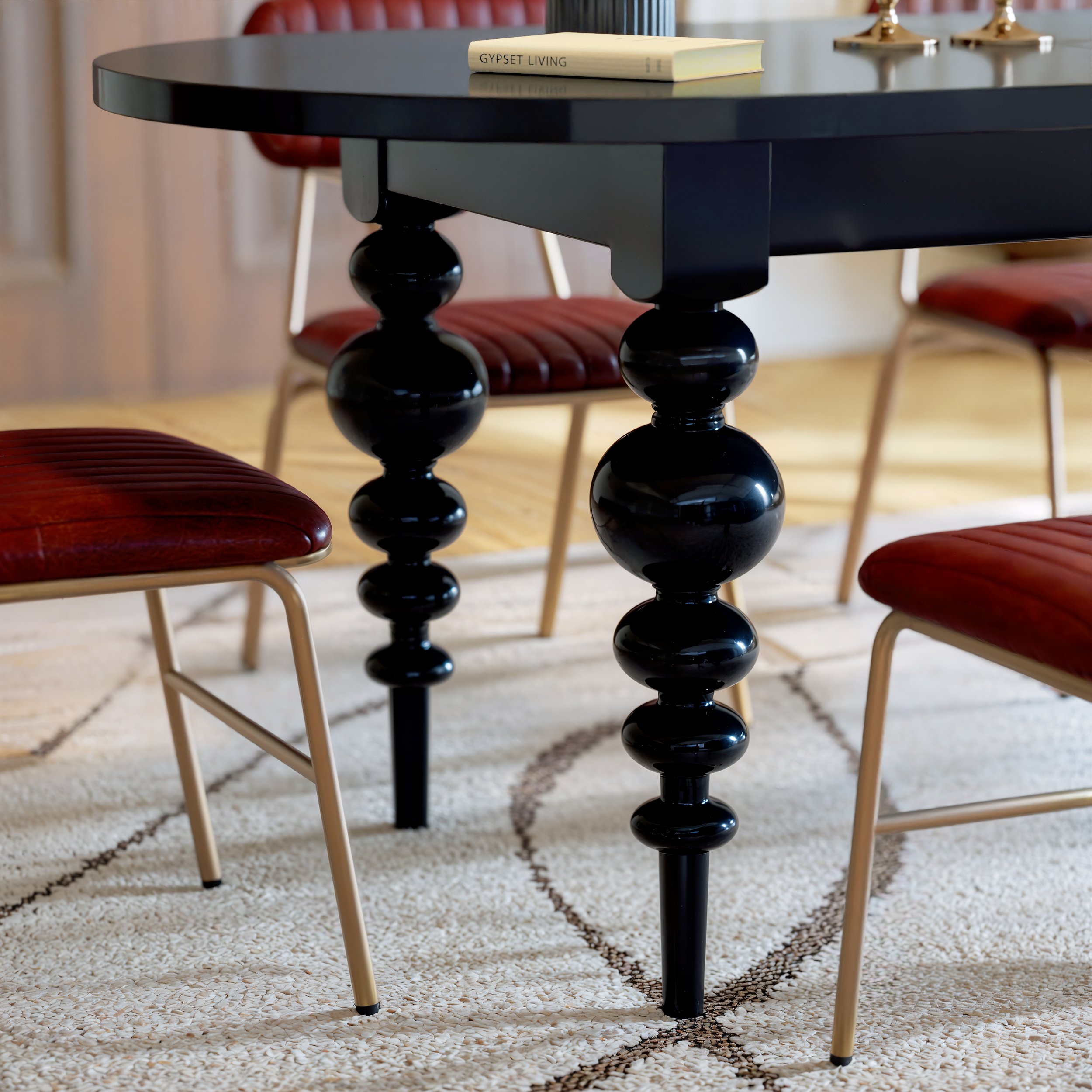 Dining Set 1700mm-2000mm Extendable Dining Table Black with 8