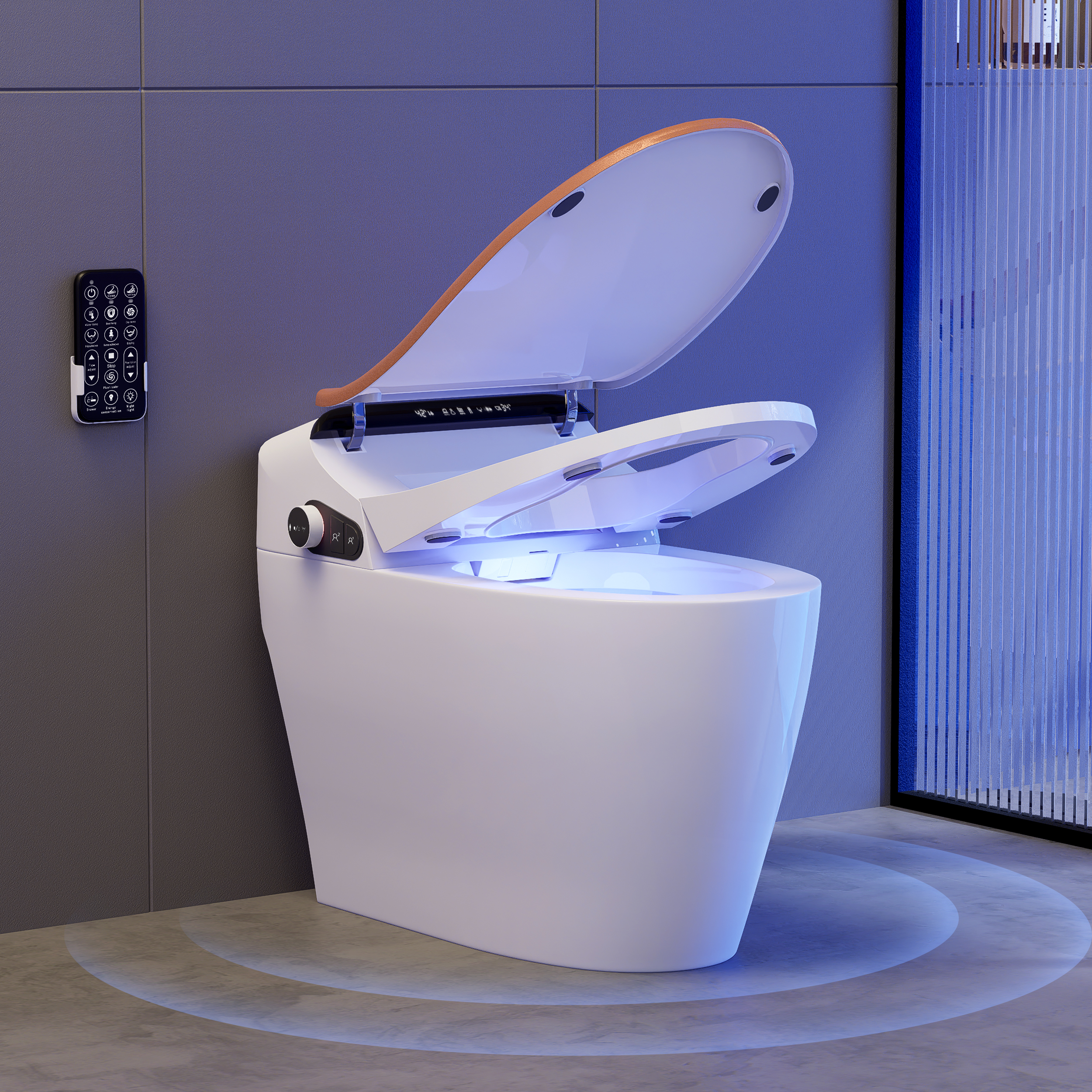 Rose Gold Elongated One-Piece Smart Toilet with Bidet & Heated