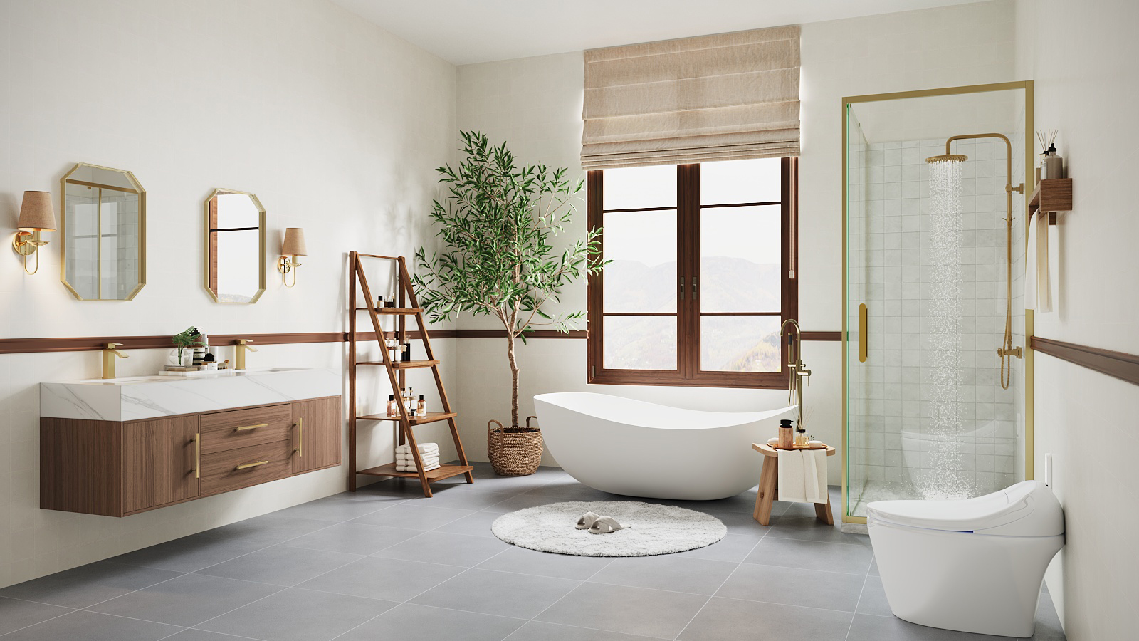 MIROIR DE TOILETTE double face au mercure en bronze