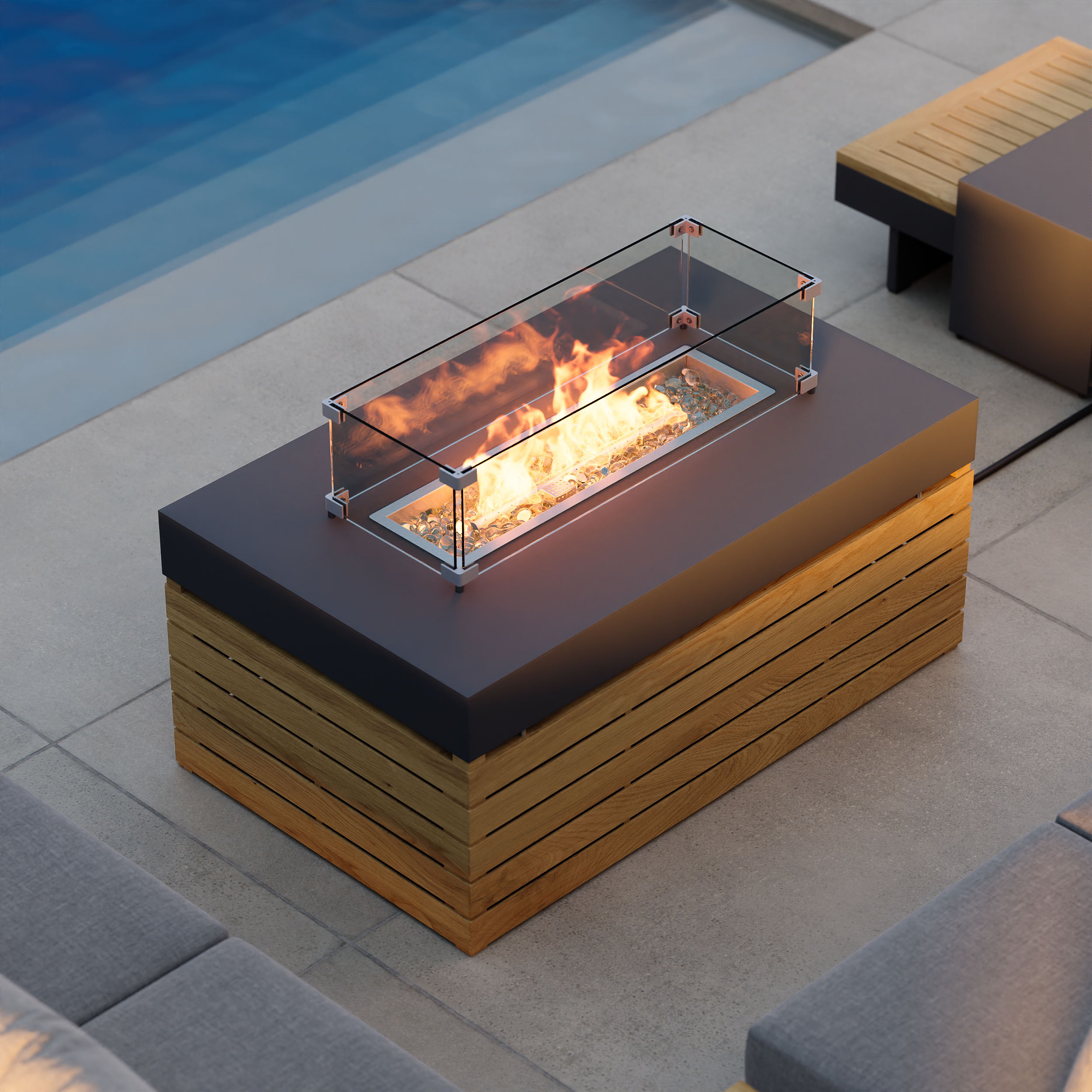 Axis Smokeless Propane Fire Pit Table with Glass Wind Guard