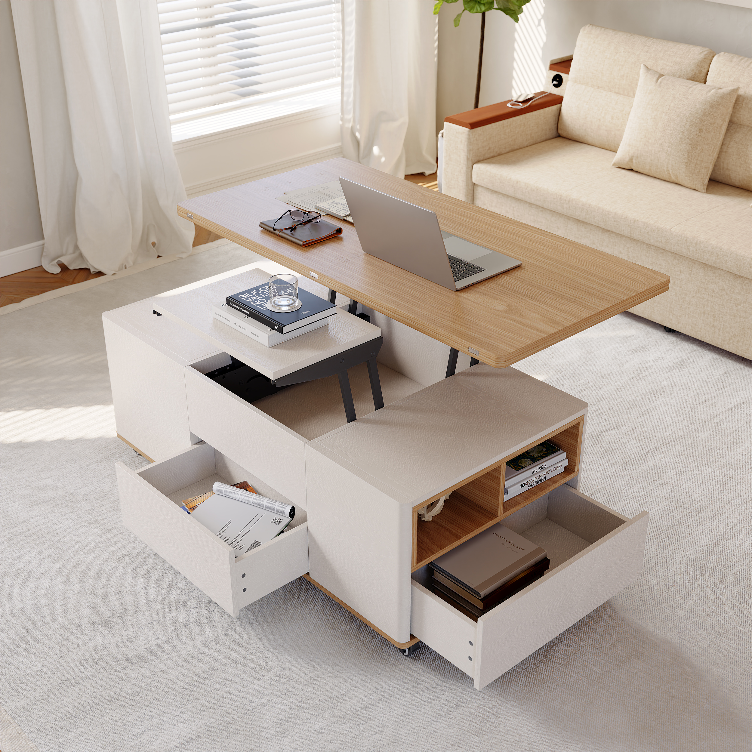 Finition:Blanc Et Naturel | Option De Style:Tableau Uniquement