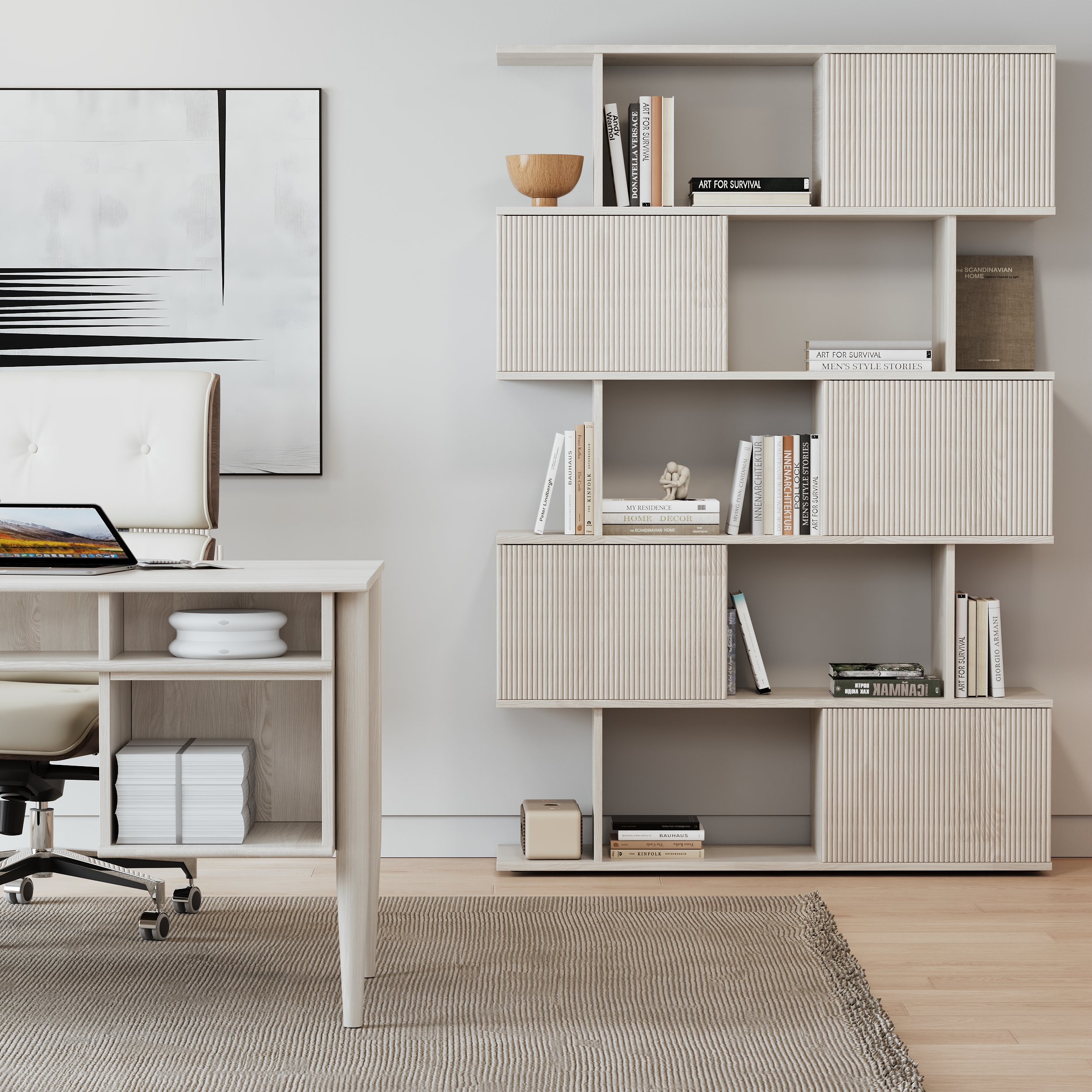 5-Shelf Wash White Bookshelf Etagere Tall Bookcase for Home & Office (72.8" High)