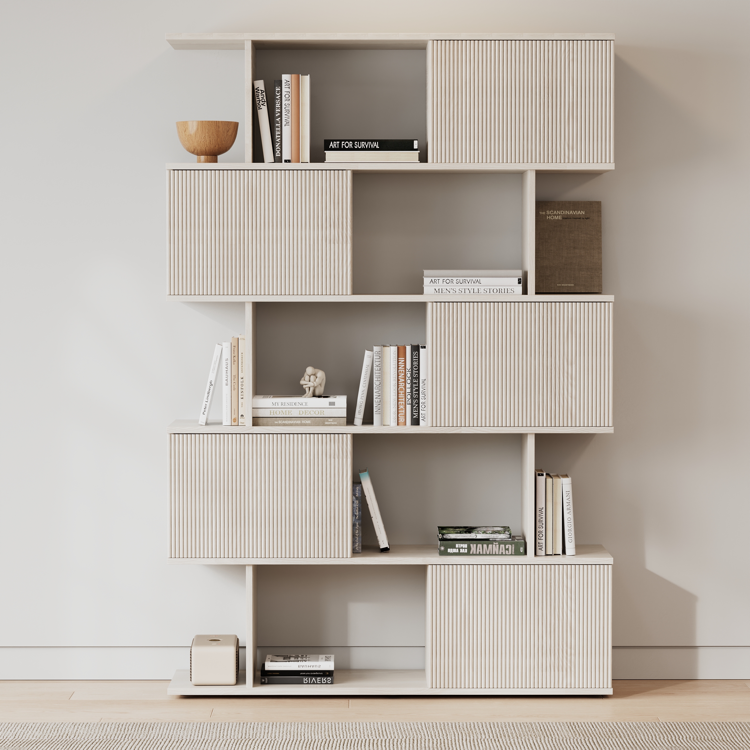 5-Shelf Wash White Bookshelf Etagere Tall Bookcase for Home & Office (72.8" High)