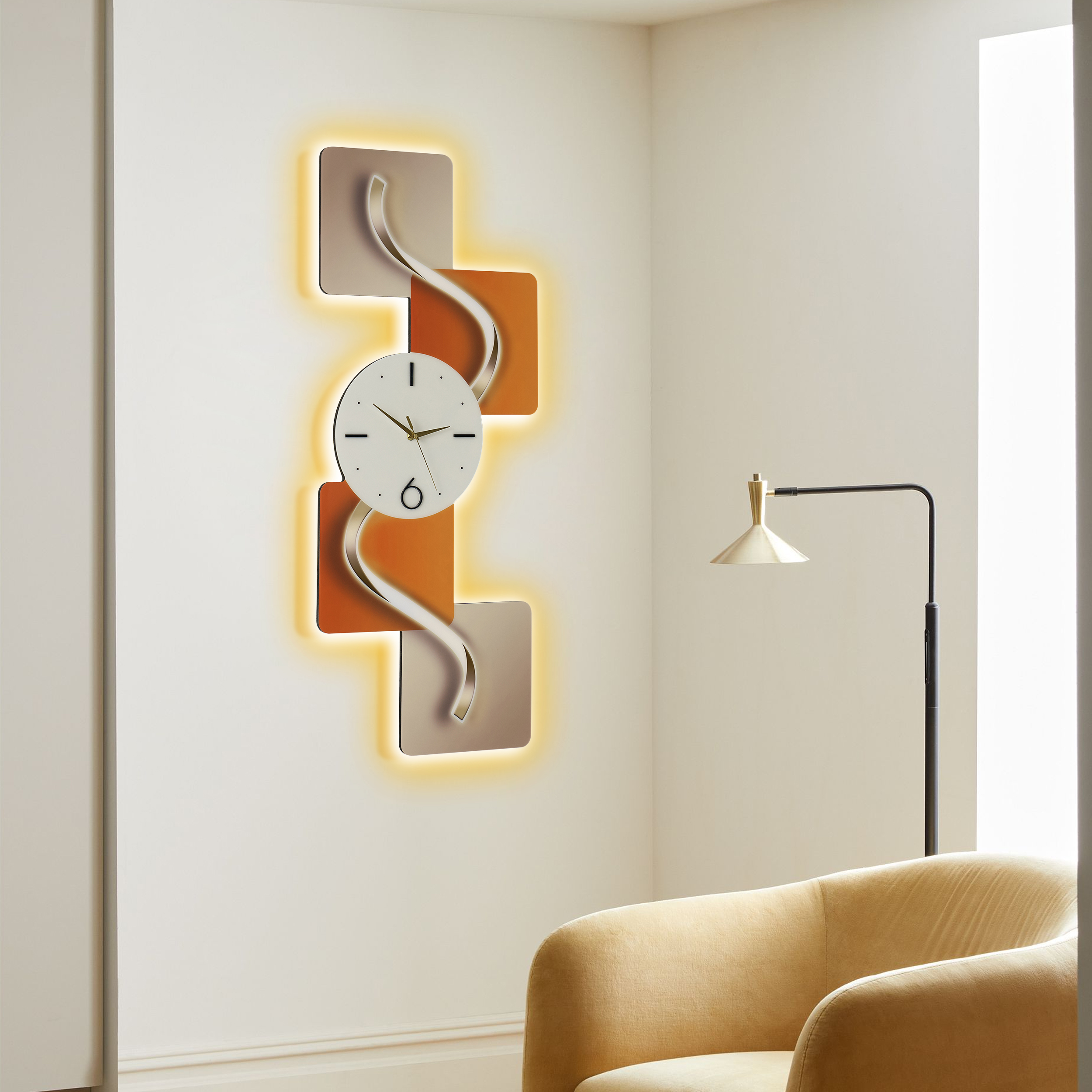 Modern LED Wall Clock with Remote Control– 39.4×16.1" Decorative Lighted Wall Clock