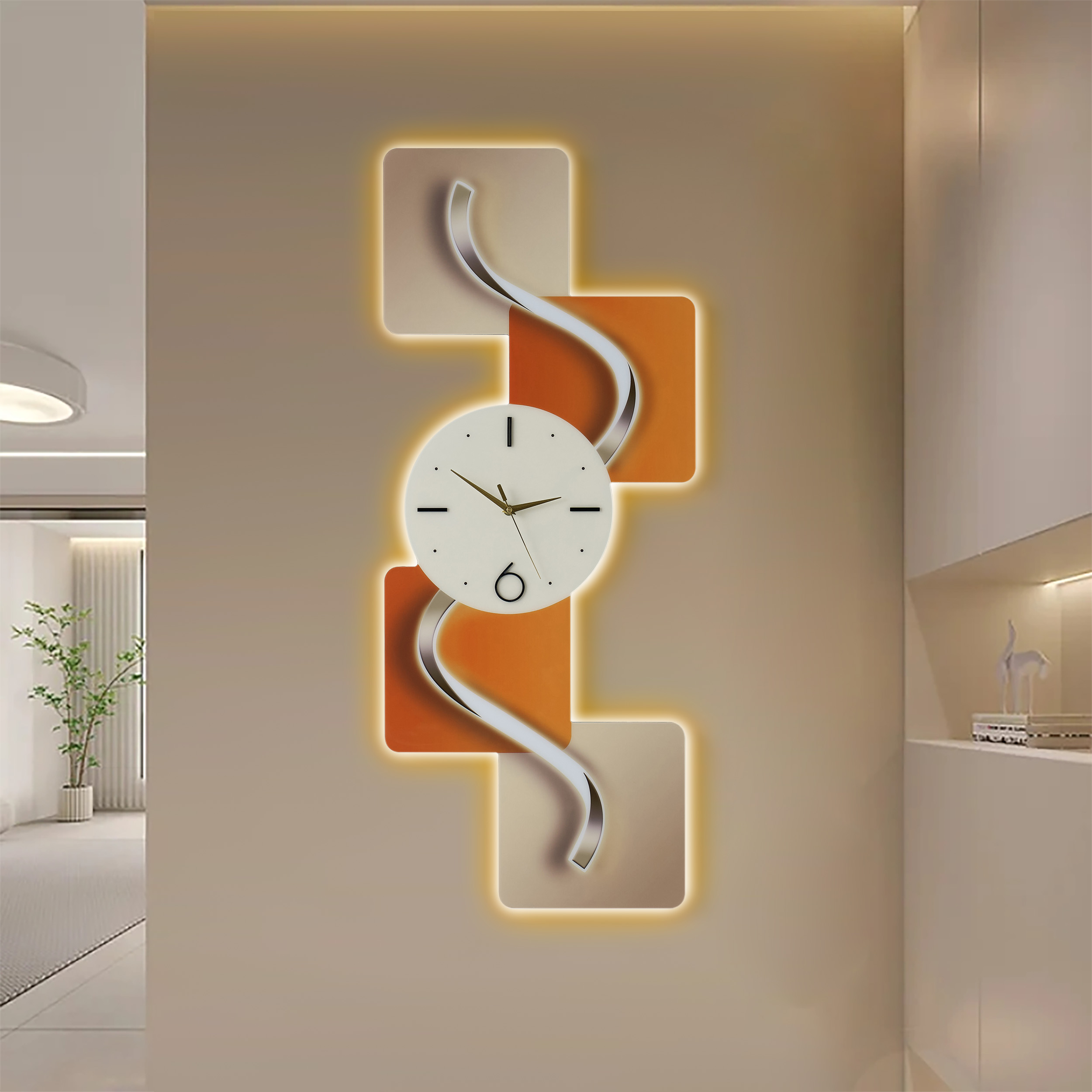 Horloge murale LED moderne avec télécommande — Horloge murale lumineuse décorative de 1000 mm-image-online-fr-fr-54171