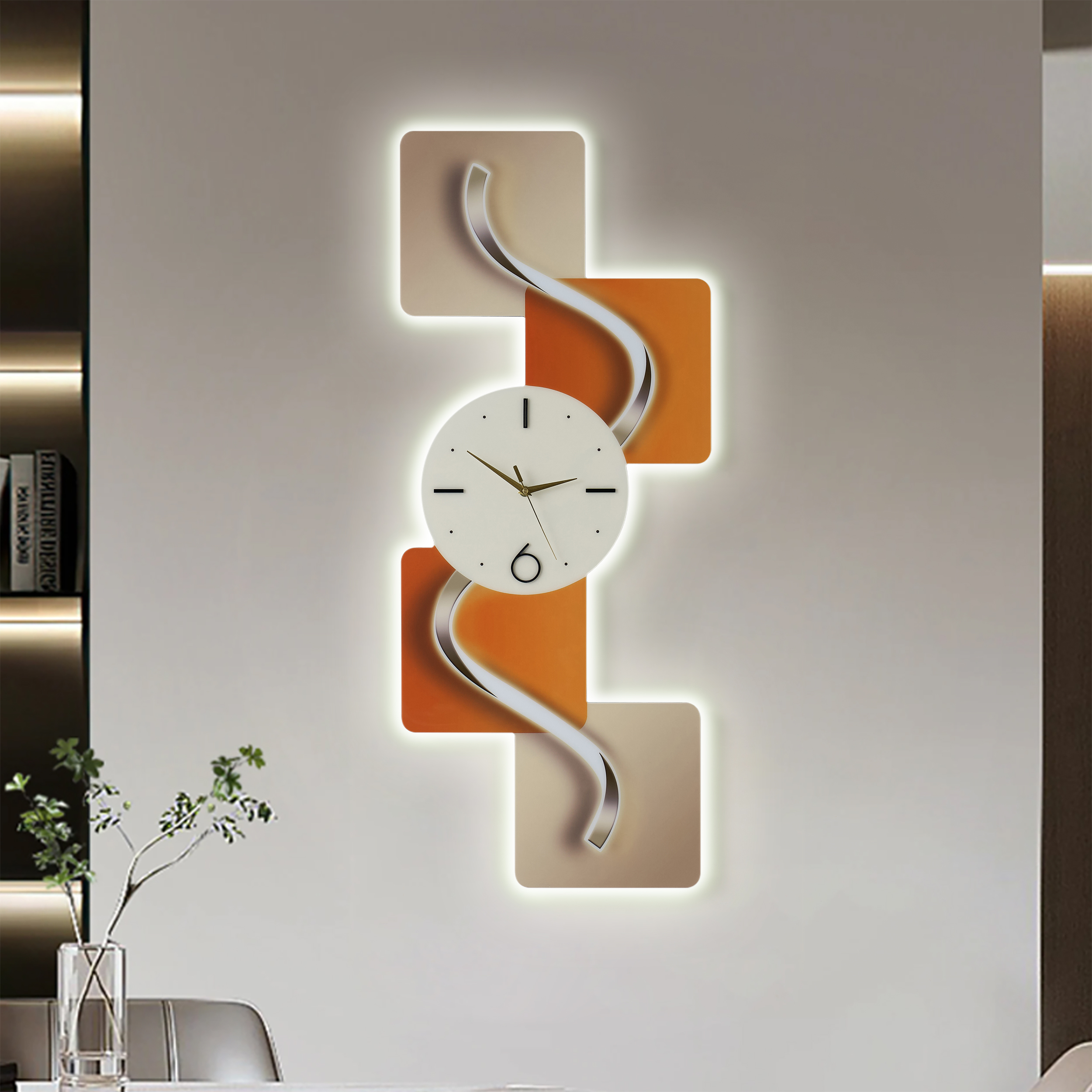 Modern LED Wall Clock with Remote Control– 39.4×16.1" Decorative Lighted Wall Clock