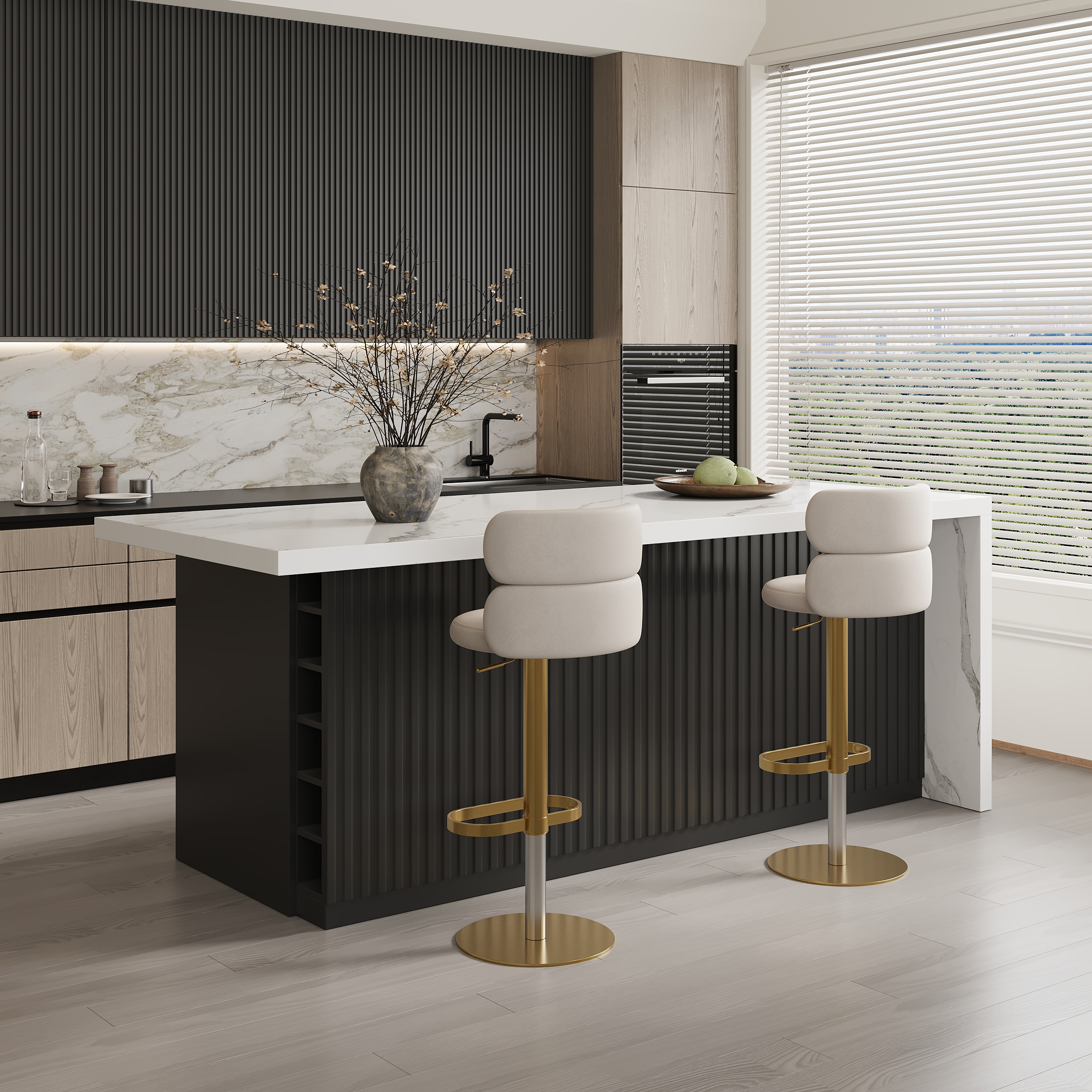 72" Modern Kitchen Island Laminate & 4 Counter Stools Set Storage Cabinet