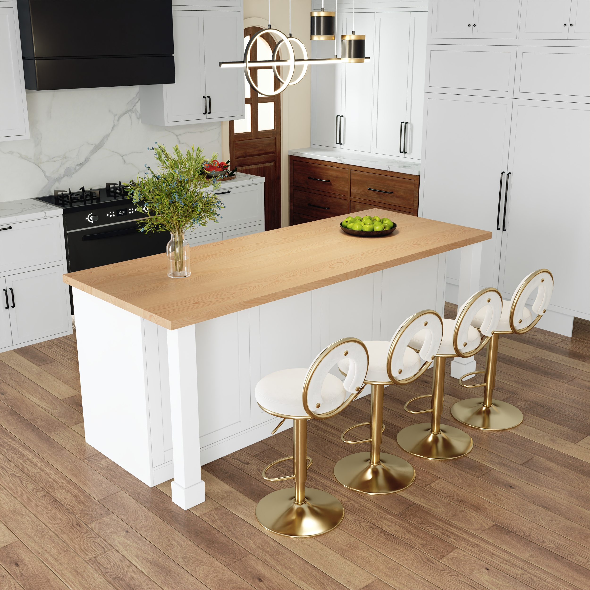 72" Modern Laminate Kitchen lsland Natural & White with Storage