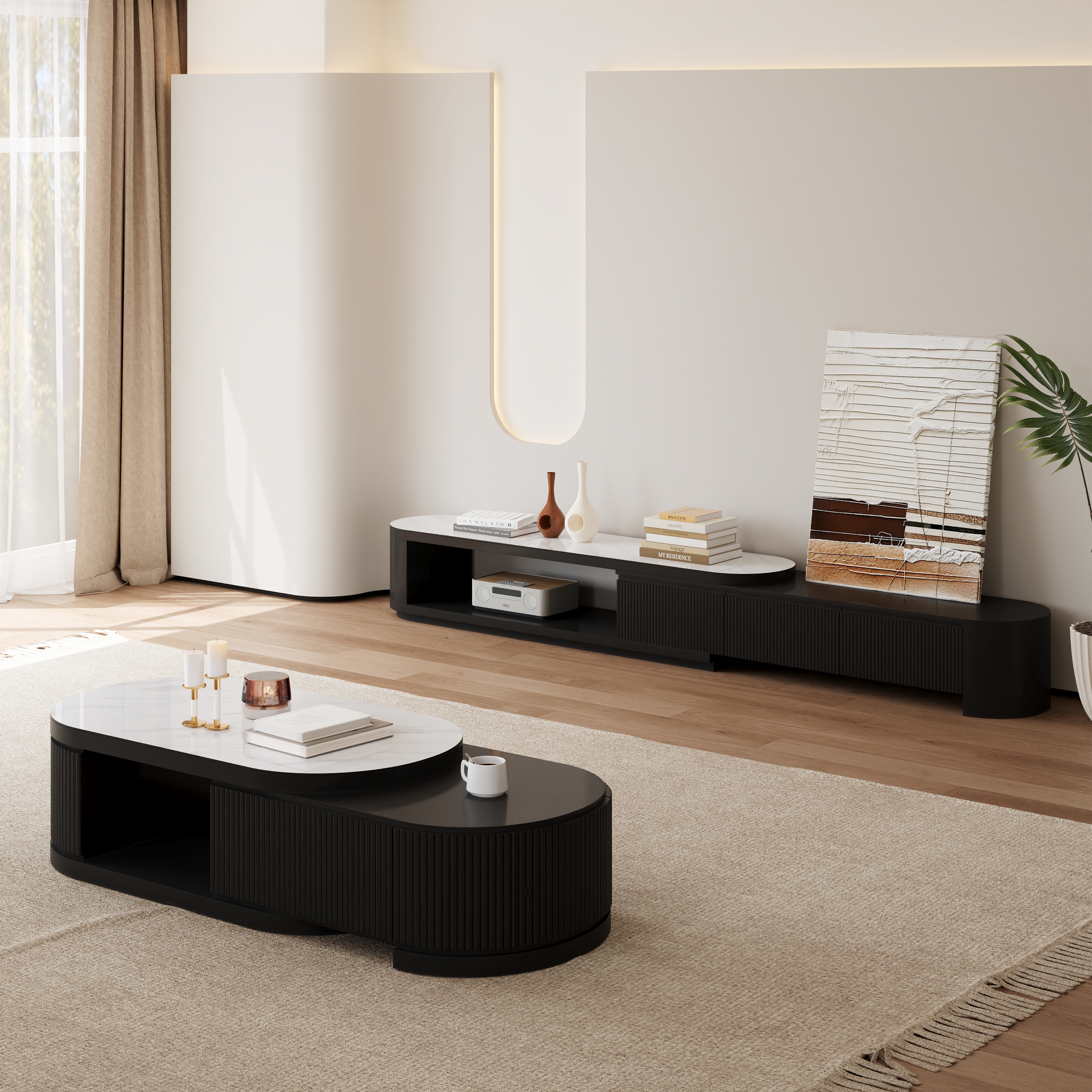 Velar 71" Extendable TV Stand & Coffee Table Set