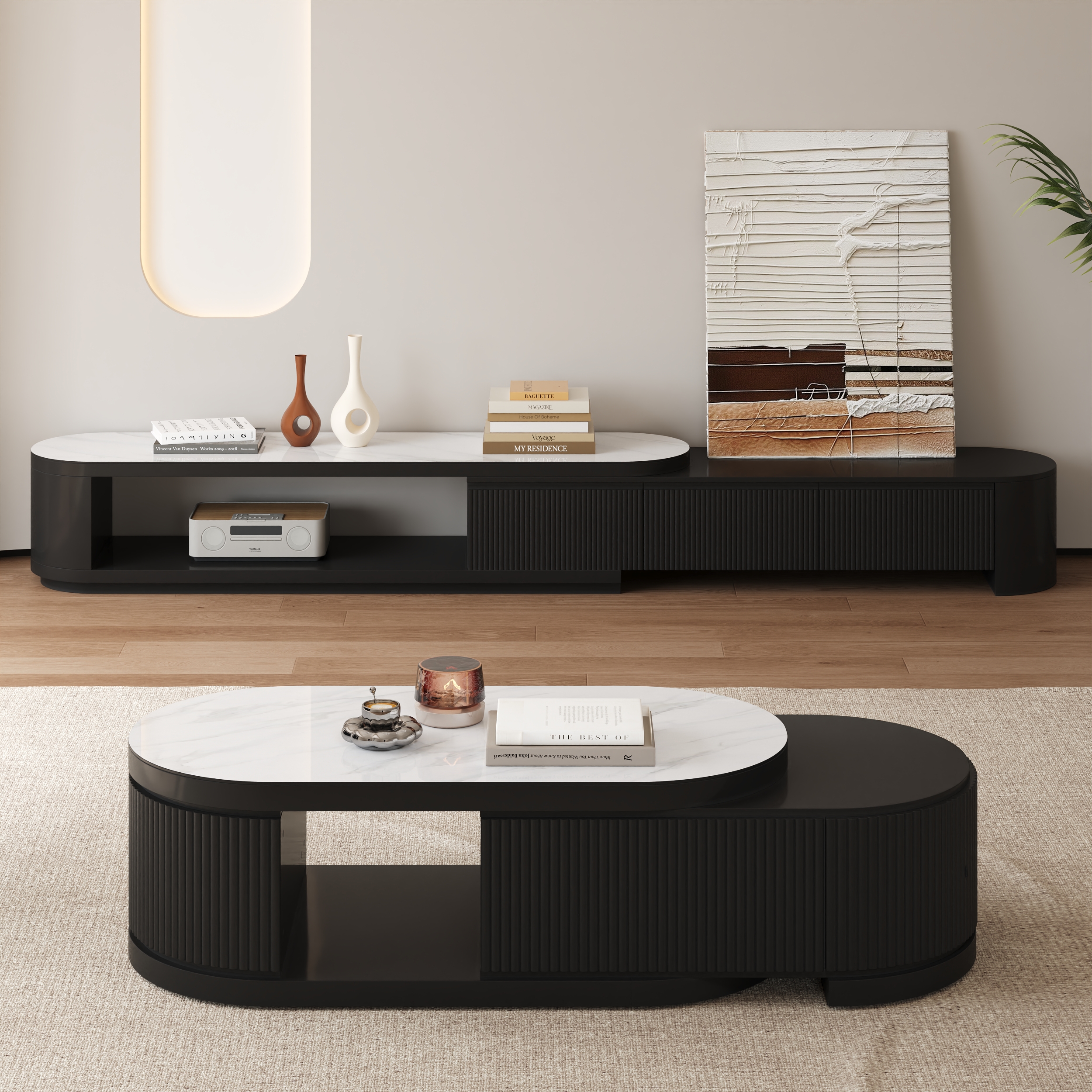 Velar 71" Extendable TV Stand & Coffee Table Set