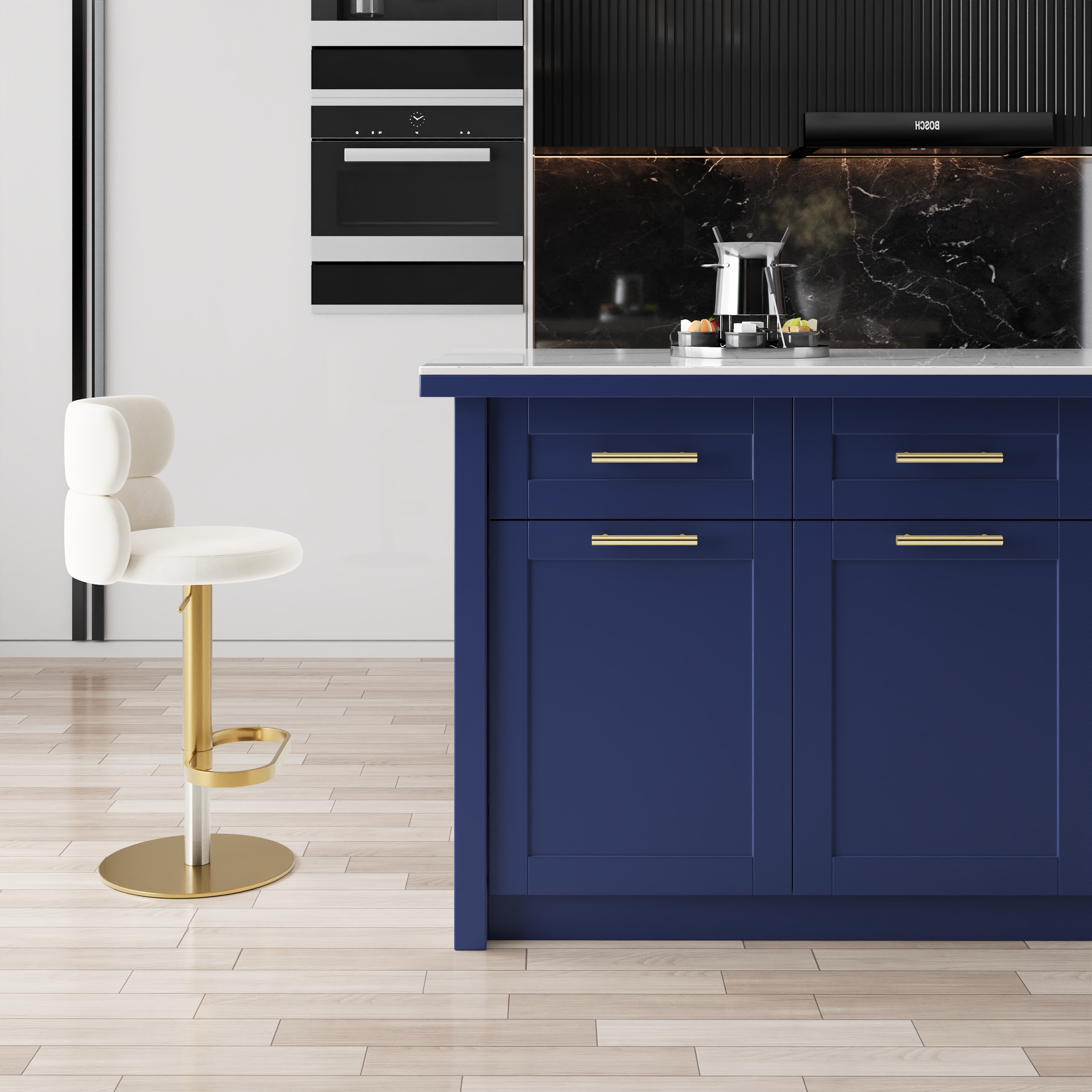 70.9" Kitchen Islands Sintered Stone Blue Modern with Storage Kitchen Cabinet