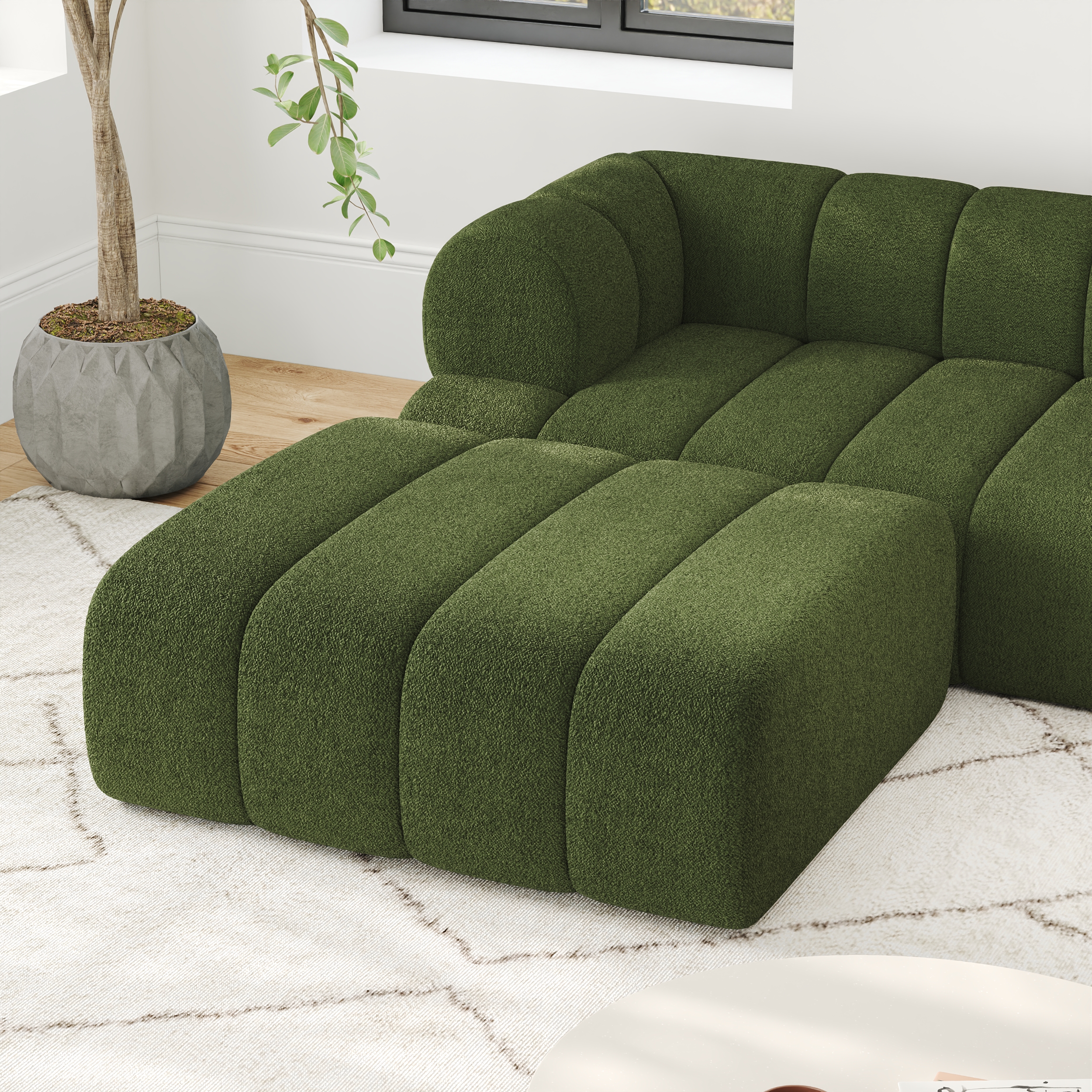 一点モノ DRUM SOFA by CHARCOAL GREEN✖️gleam特注 Nimbus 3120mm 4-Piece Channel Chenille Velvet Sectional Sofa with