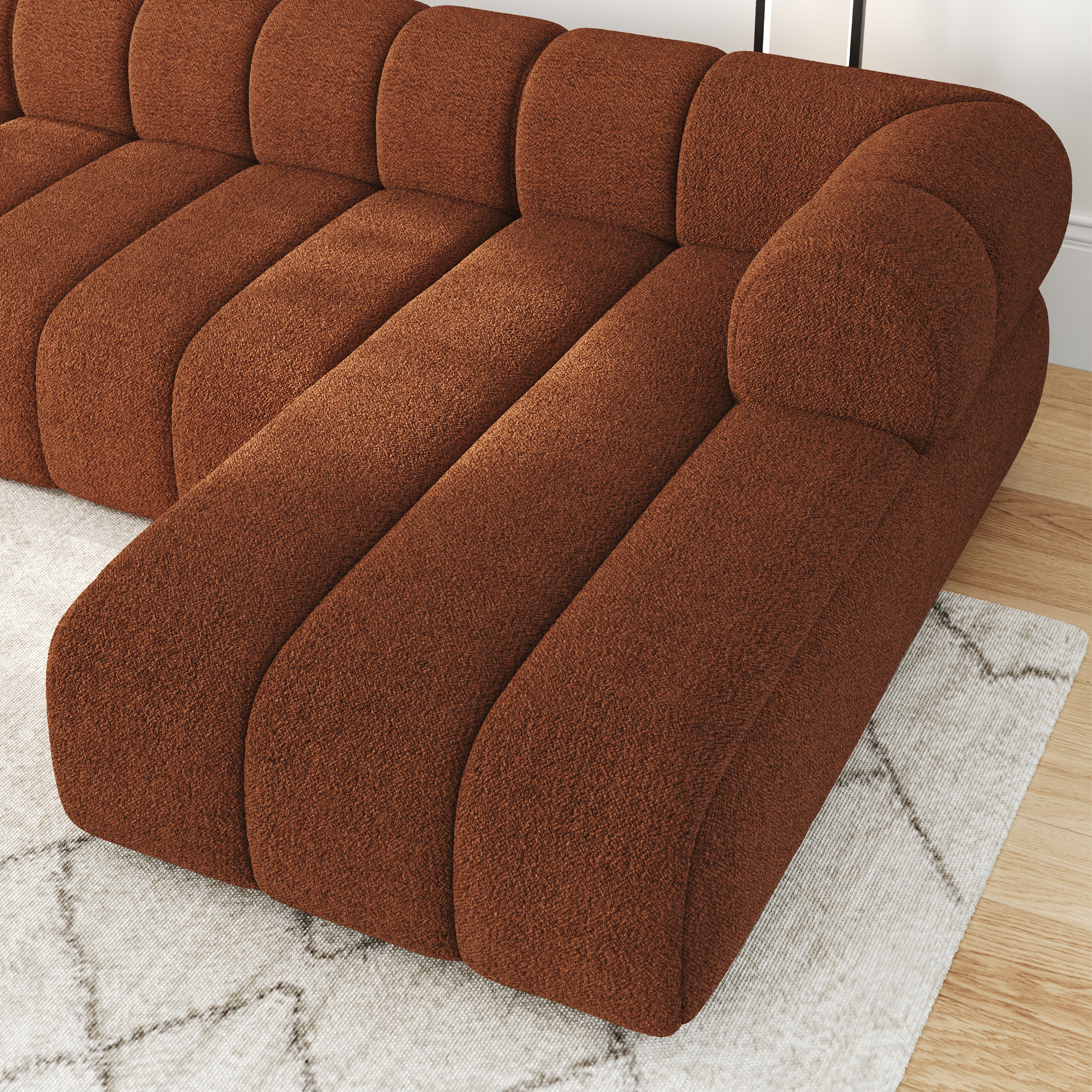 Nimbus 4000mm 4-Piece Channel Boucle Sectional Sofa with Chaise