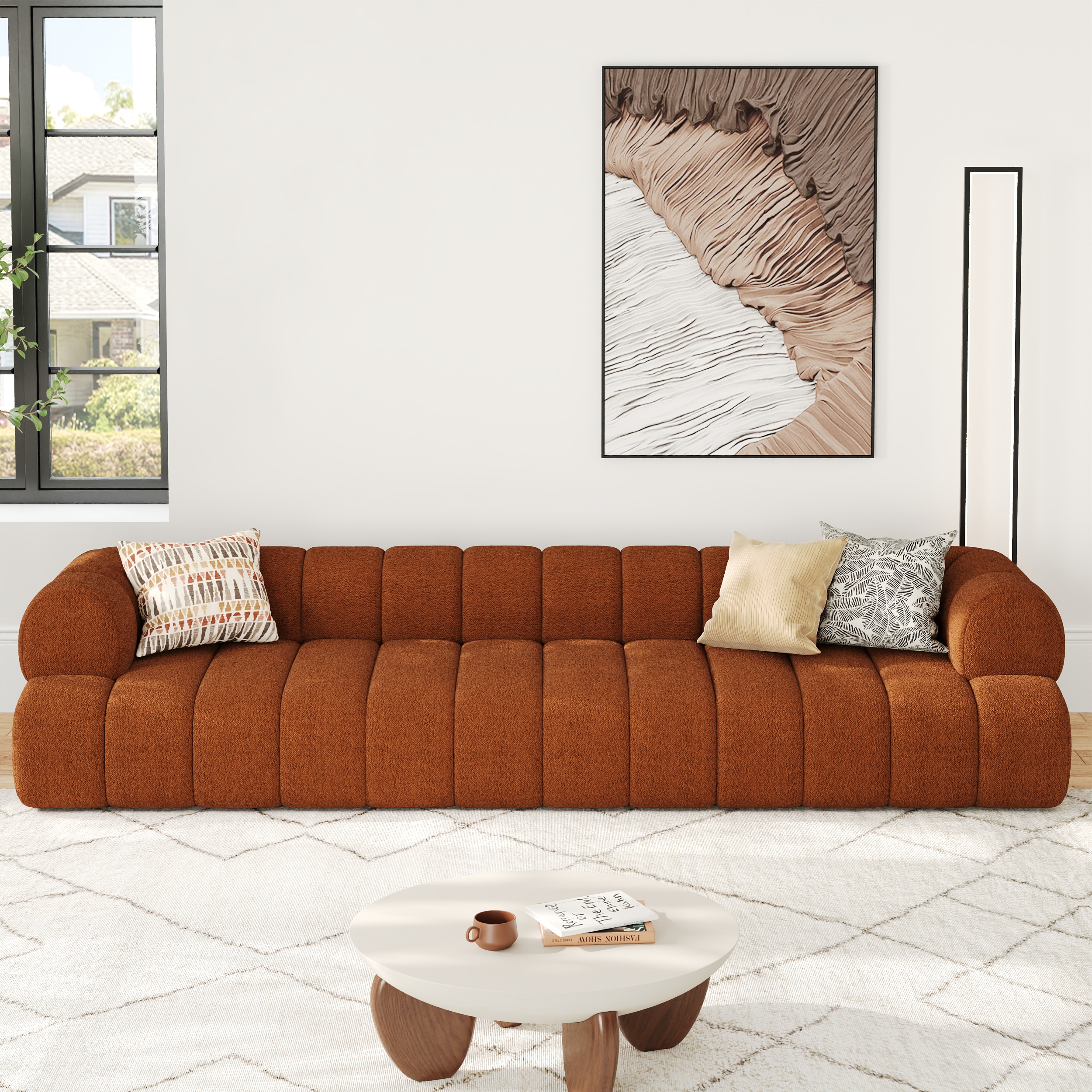 123" Channeled 3-Seater Boucle Sofa