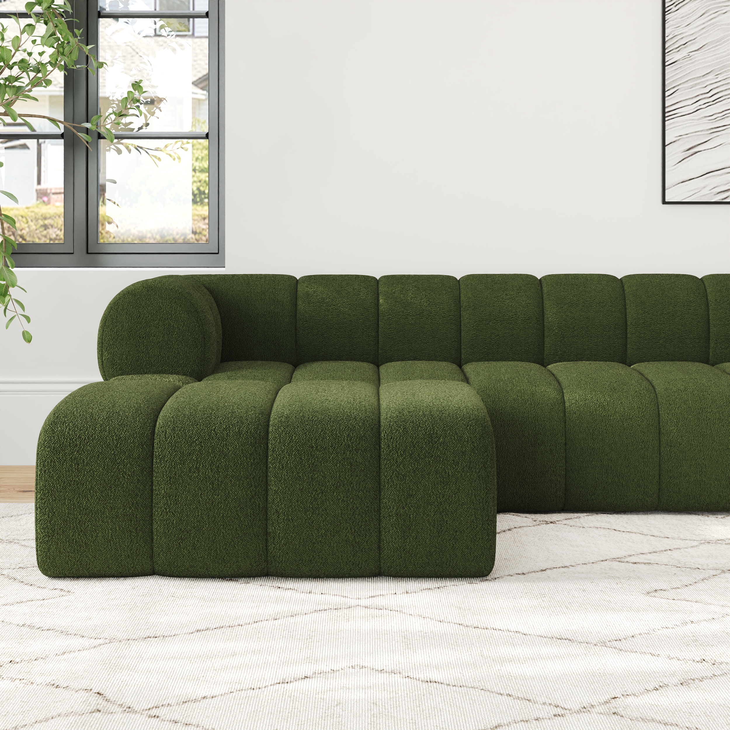 Nimbus 3120mm 4-Piece Channel Chenille Velvet Sectional Sofa with