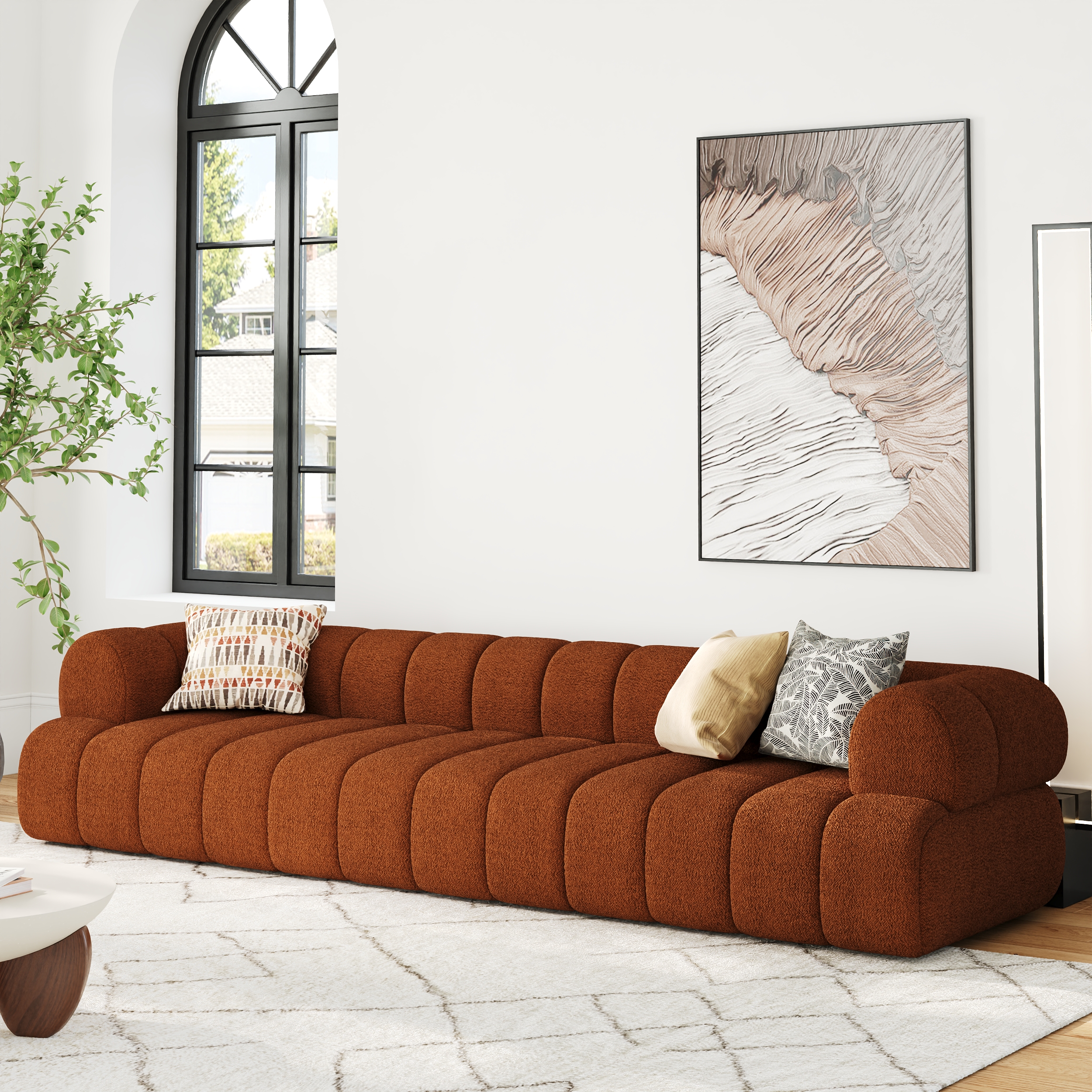 123" Channeled 3-Seater Boucle Sofa