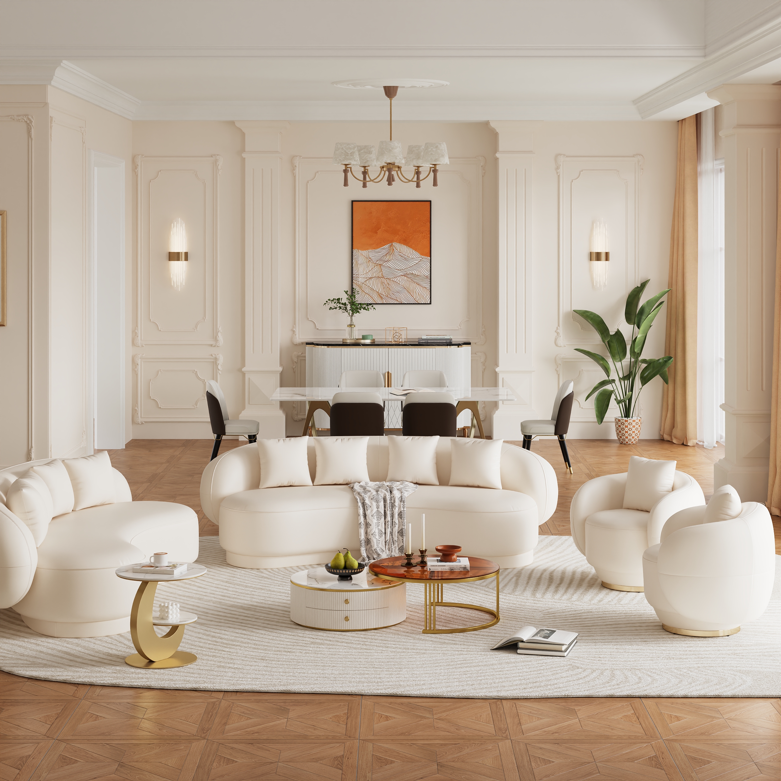 Modern Leather Upholstered Sofa 3-Seater Sofa 82.7" Sofa