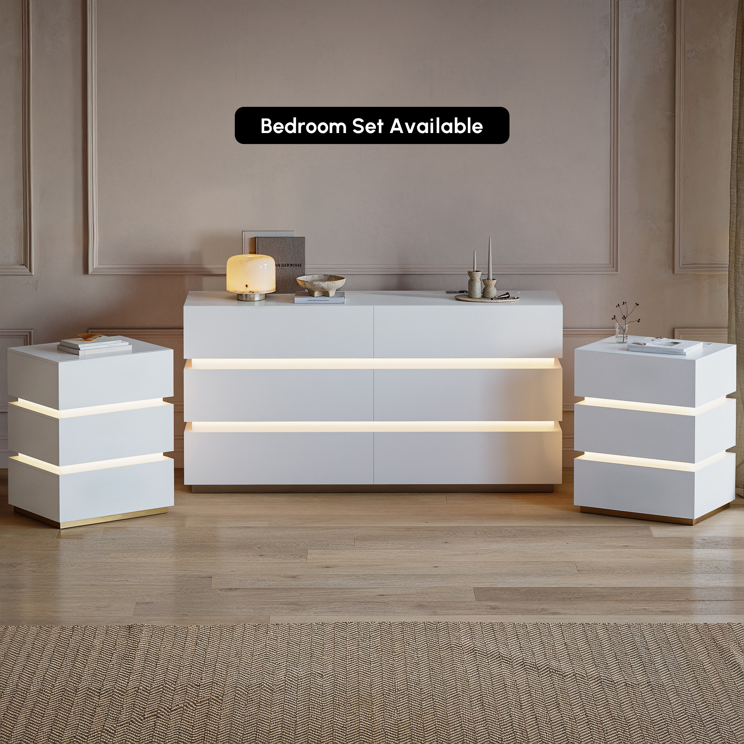 small white modern dresser FUFU&GAGA White 59.0-in W Standard dresser one_size
