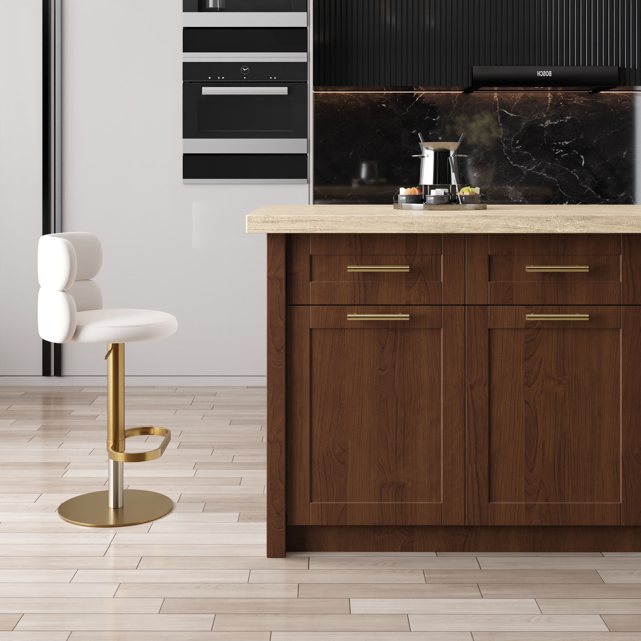 70.9" Kitchen Islands with Multi-Storage Walnut Modern Kitchen Cabinet