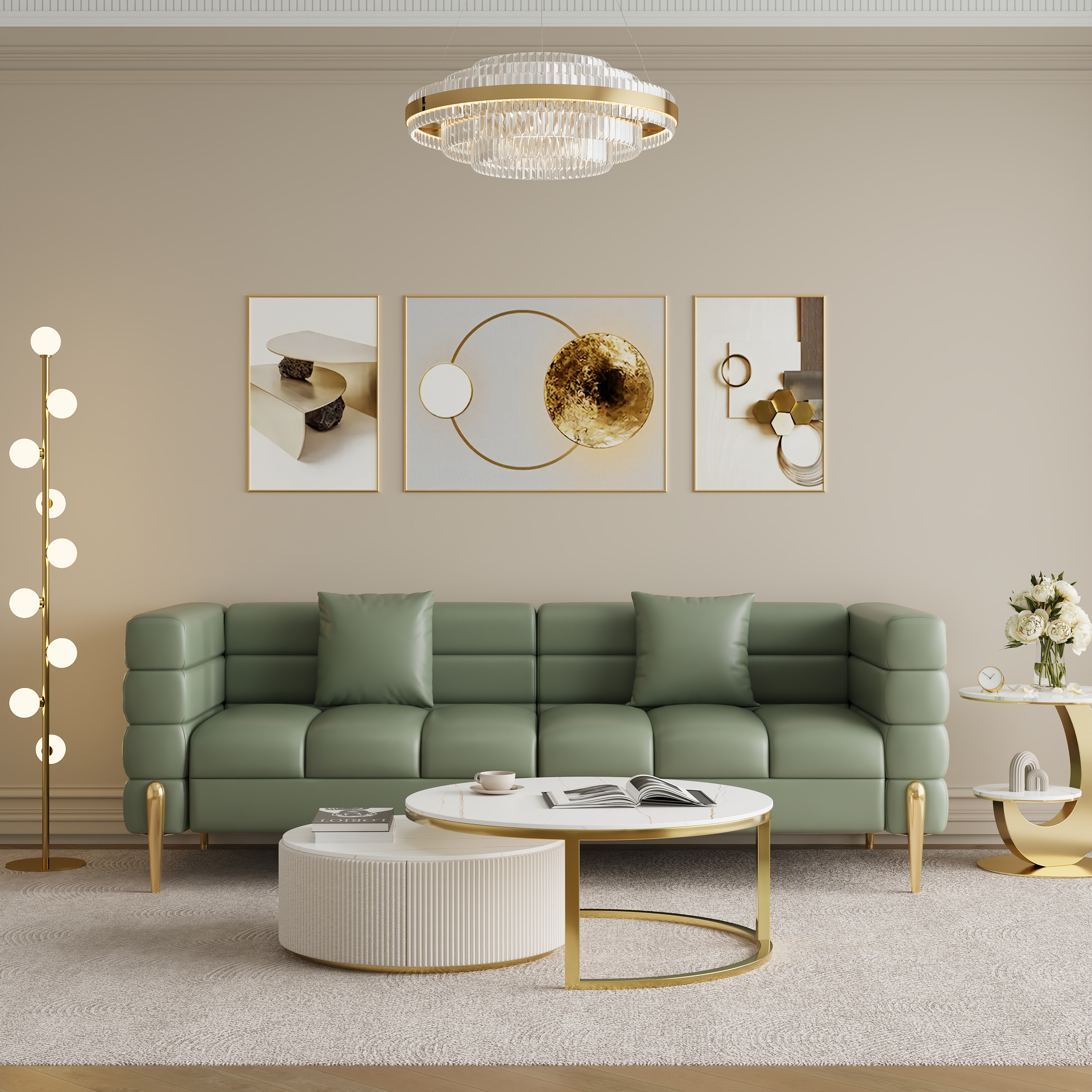 Performance Leather Accent Chair Modern Modular Arm Chair 79" Modern Performance Leather Fluted 3