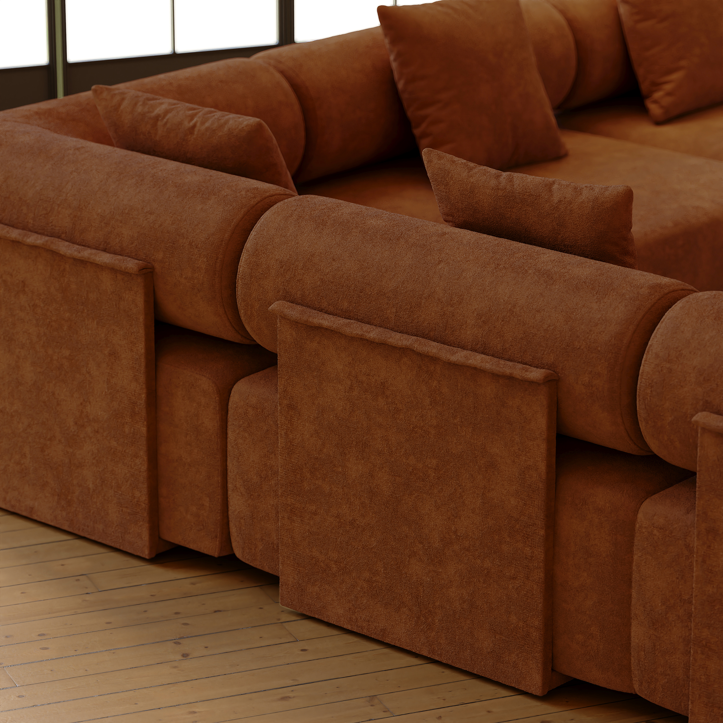 110" 5-Piece Modular Performance Chenille Velvet L-Shape Sectional Sofa