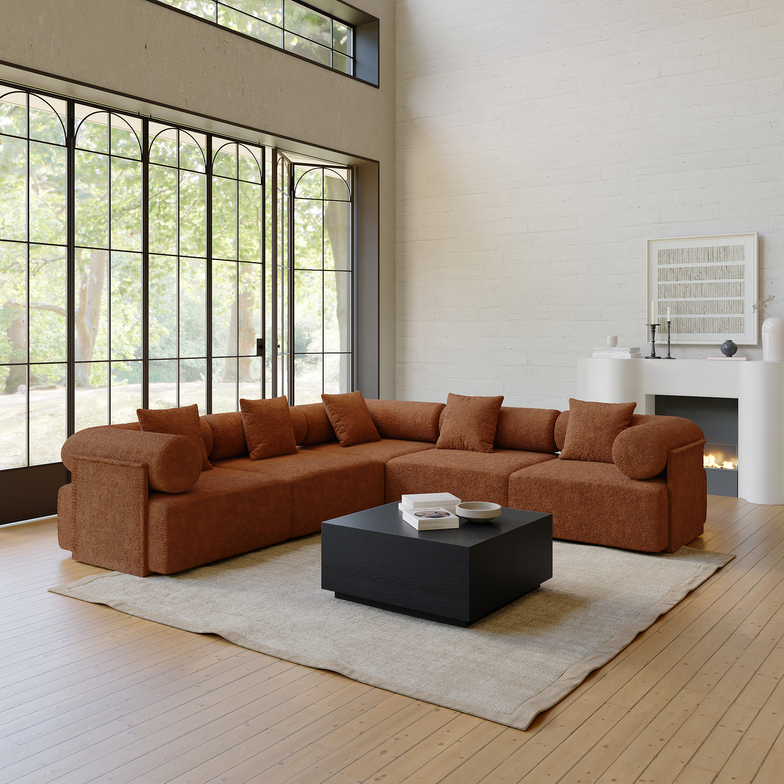 110" 5-Piece Modular Performance Chenille Velvet L-Shape Sectional Sofa