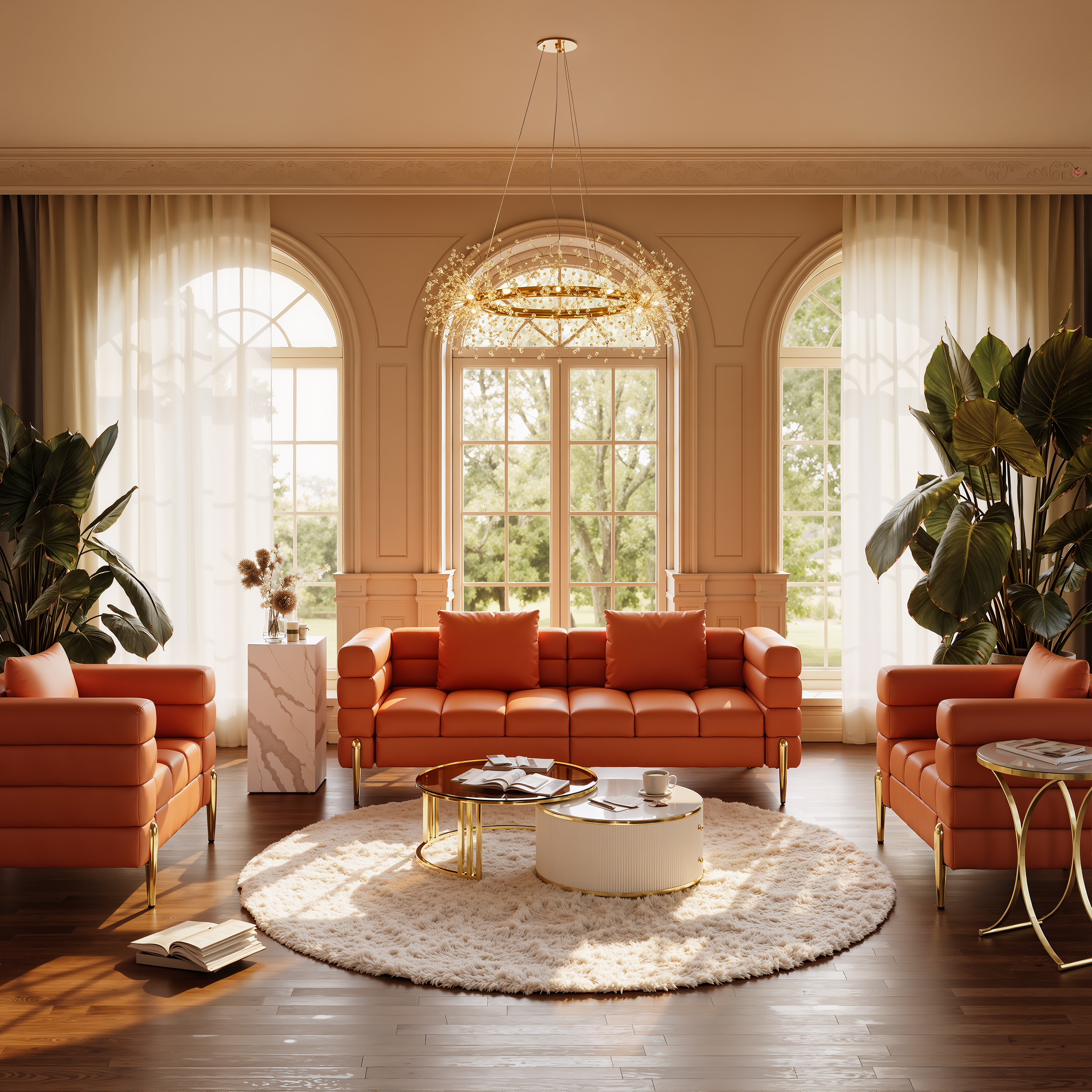 Performance Leather Accent Chair Modern Modular Arm Chair Set of 2