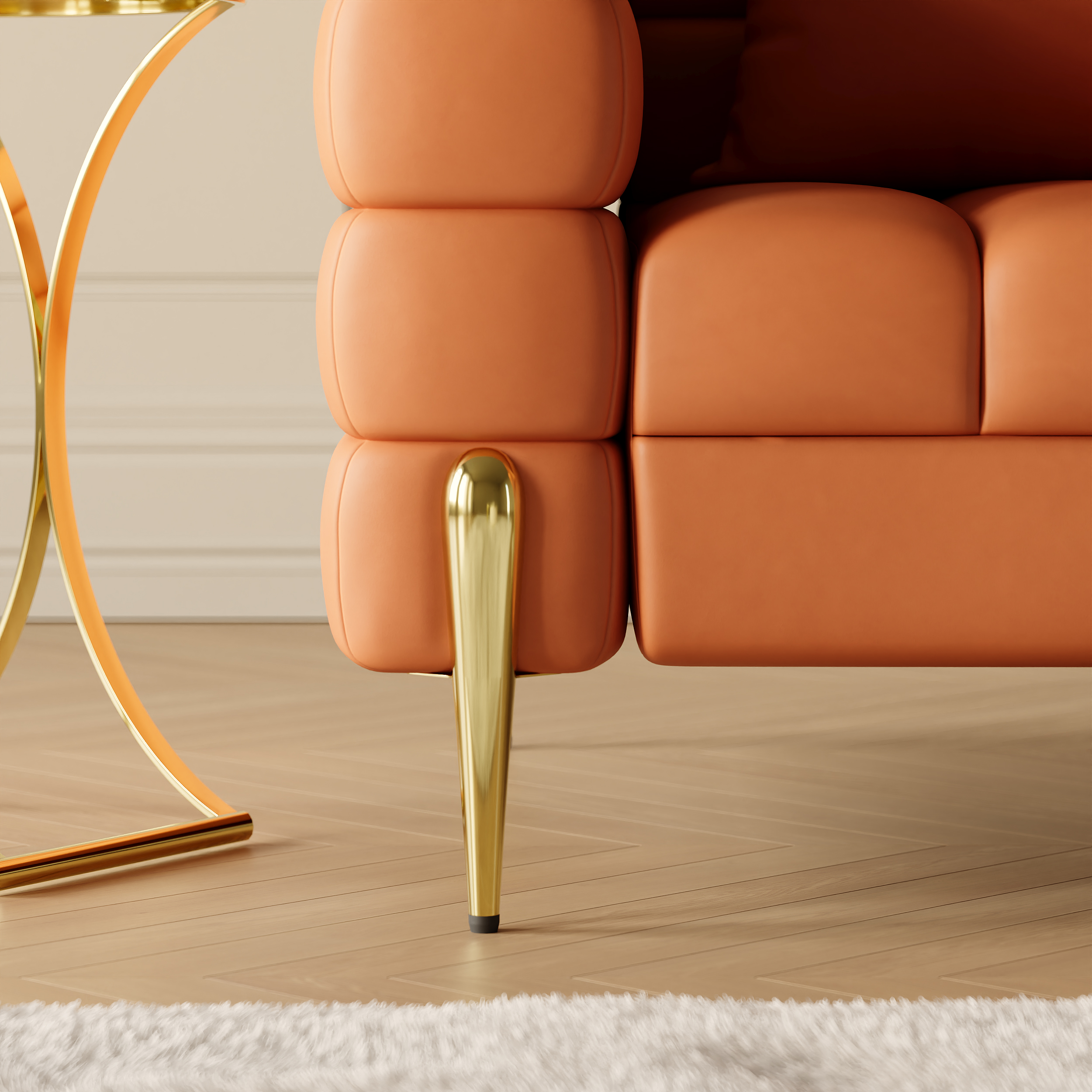 Fauteuil d'appoint Axial cuir performant avec pieds finition dorée image de vente