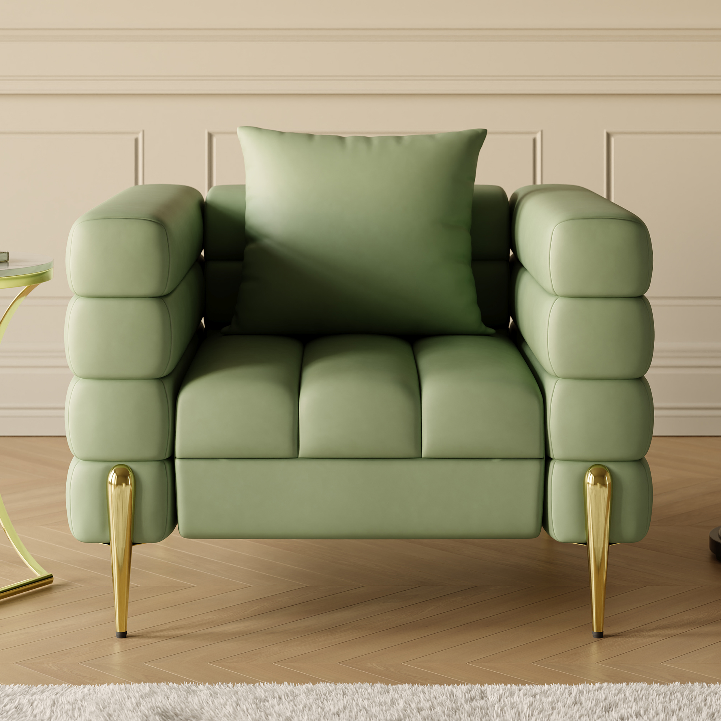 Performance Leather Accent Chair Modern Modular Arm Chair