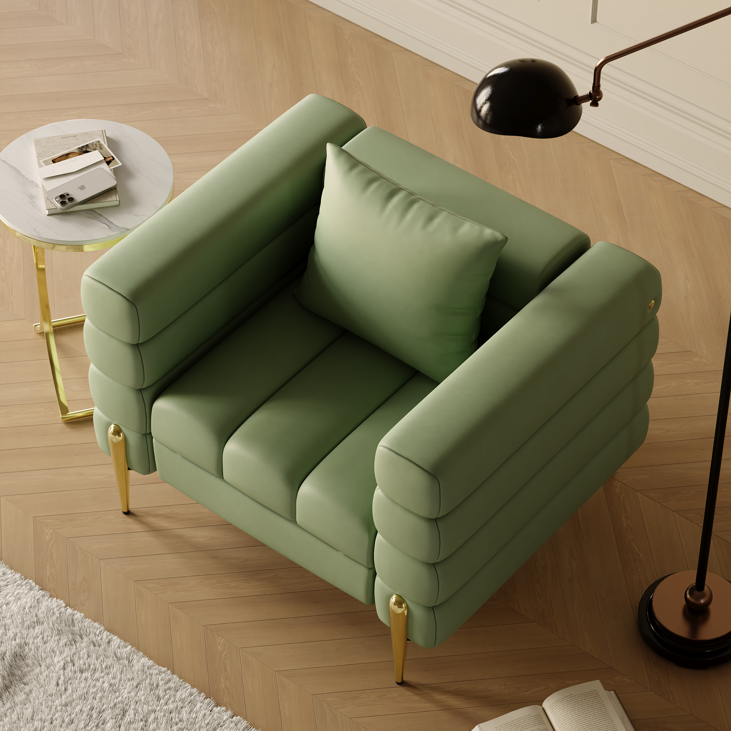 Performance Leather Accent Chair Modern Modular Arm Chair