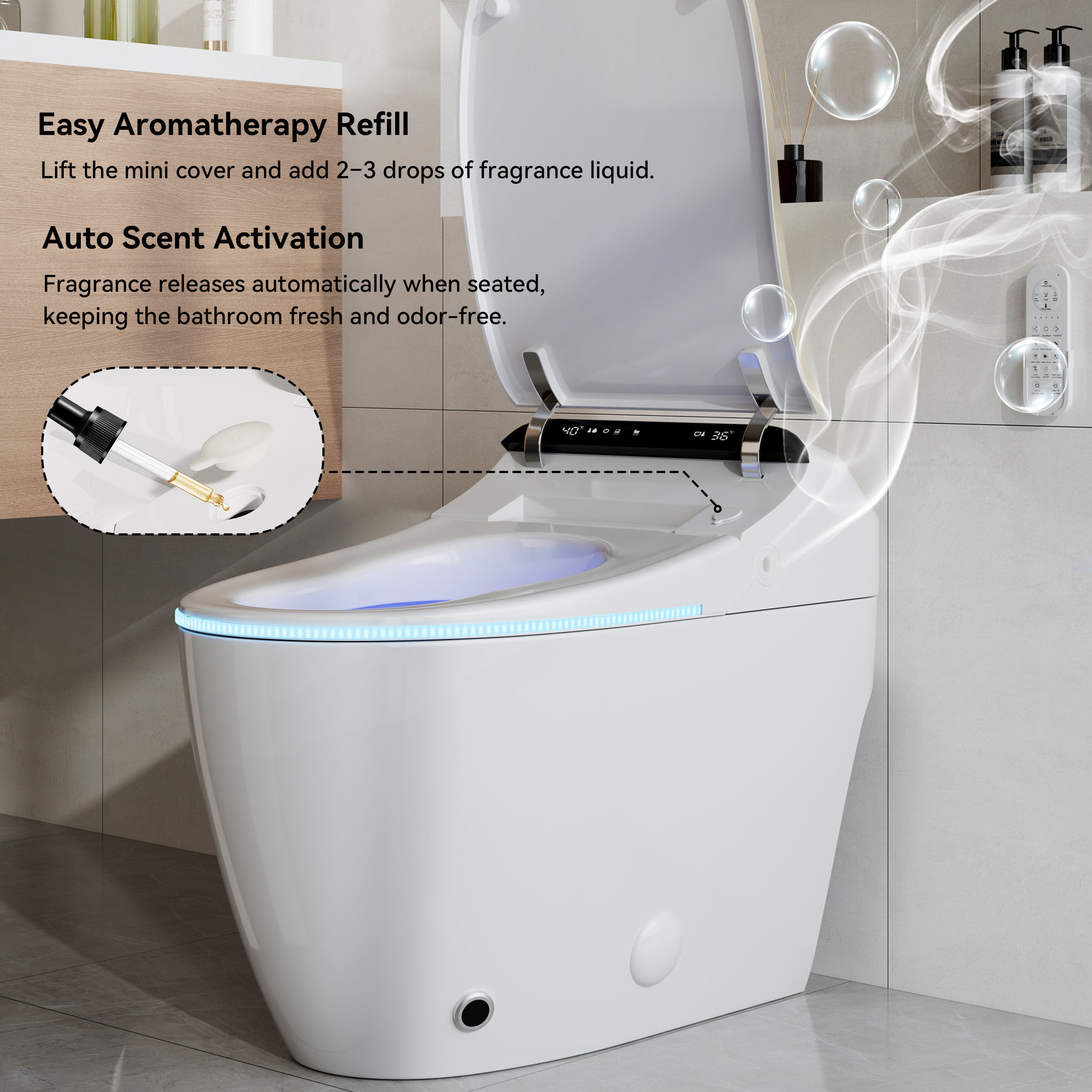 Hynova Automatic Smart Bidet Toilet with Aromatherapy White 1.28