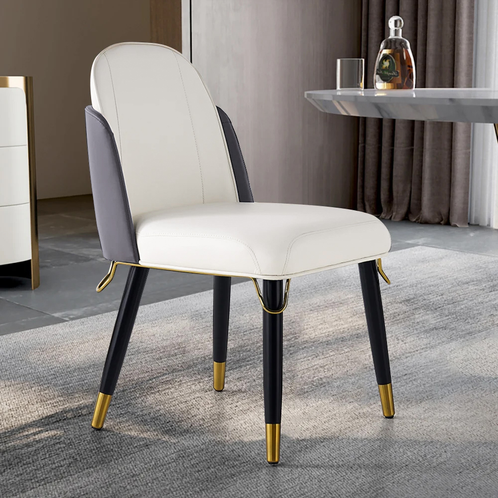Set of 6 Modern Dining Chairs PU Leather with Upholstered Warm White Dining Room Chairs