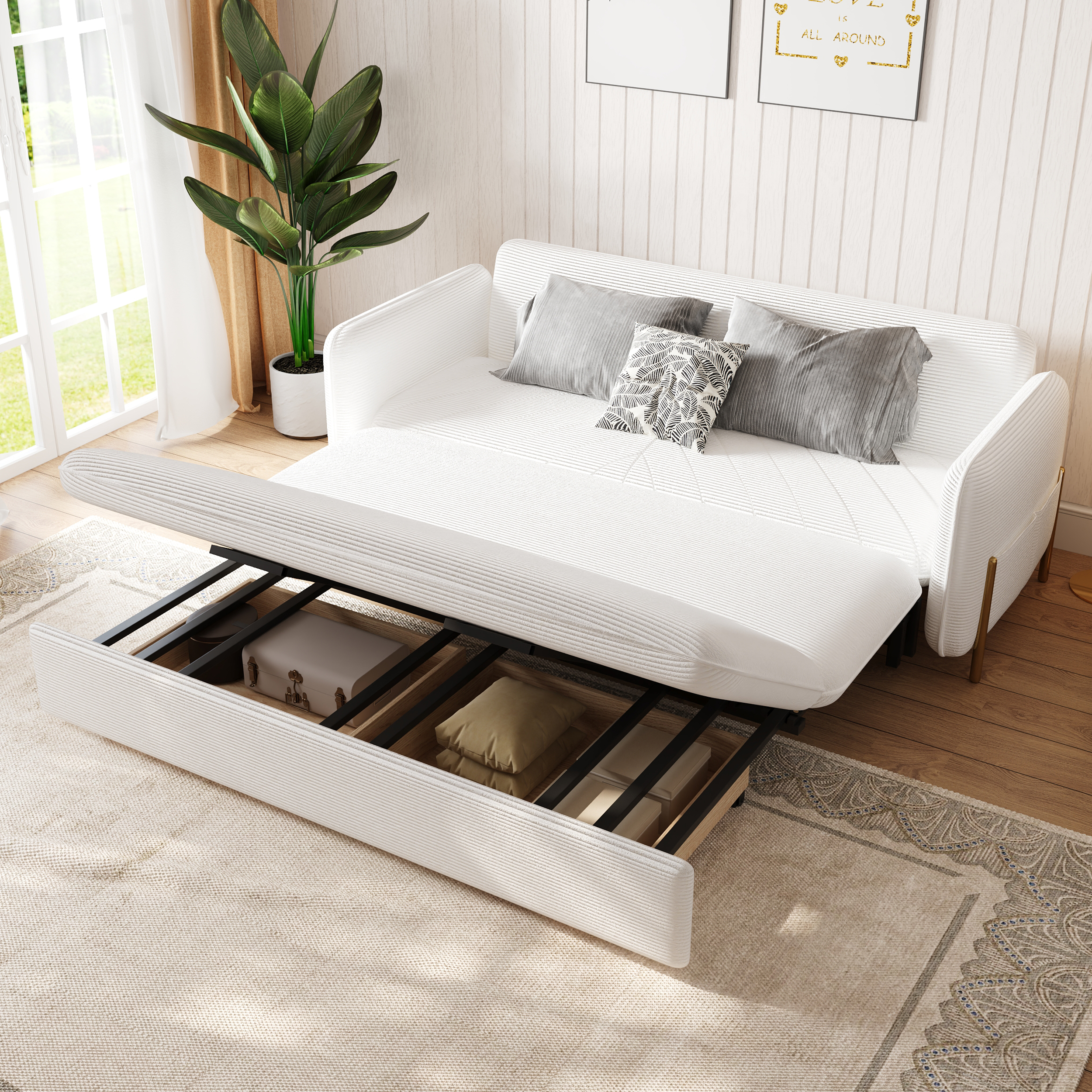 Daybed with Trundle & Storage King Size Pull Out Sleeper Sofa