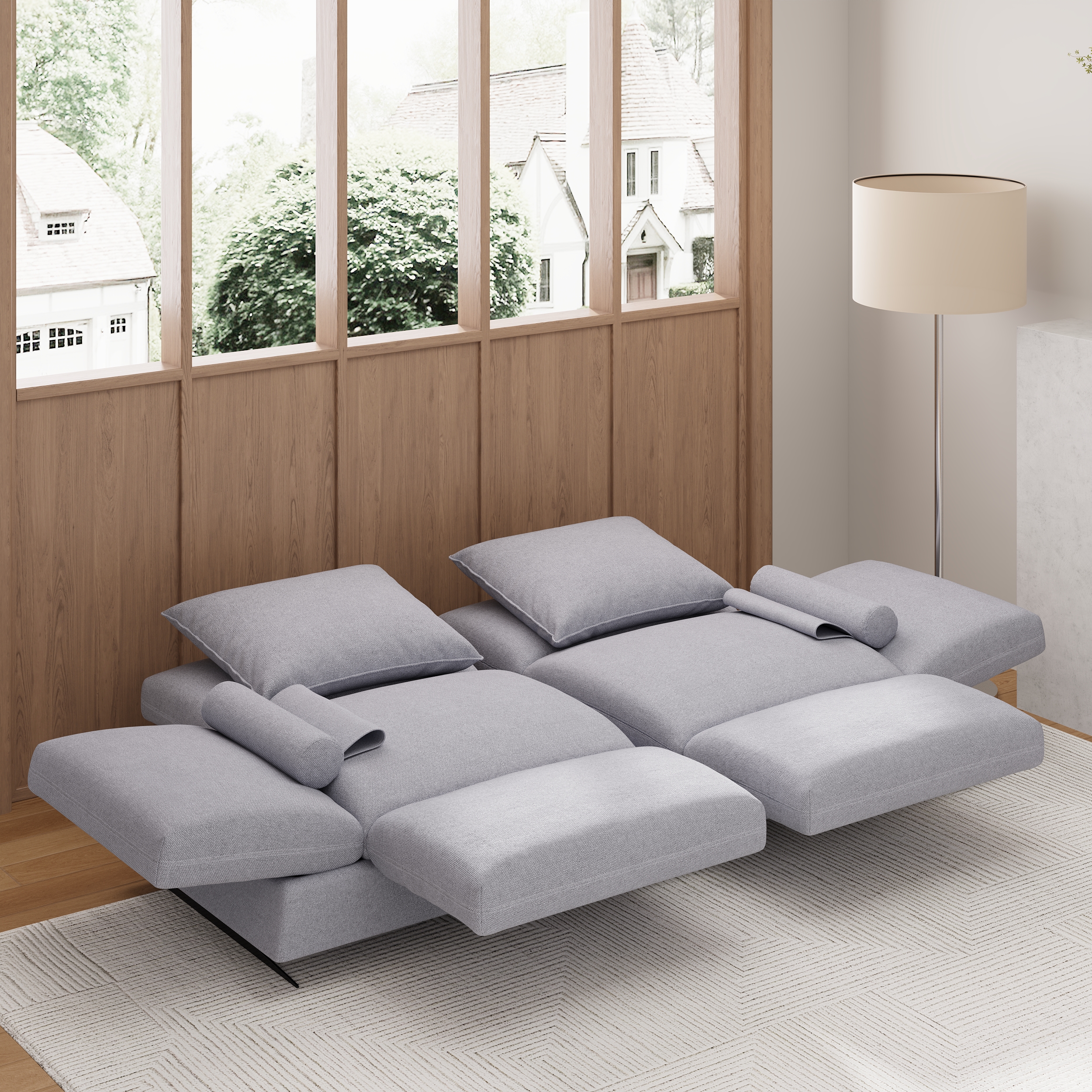 84" Rotatable Convertible Sleeper Sofa Cotton & Linen