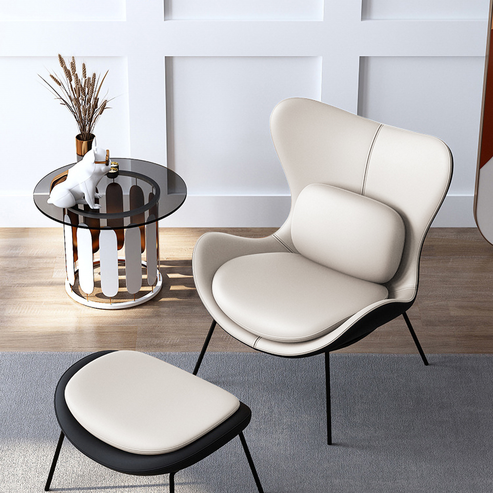 Faux Leather Upholstered Wingback Accent Chair with Pillows