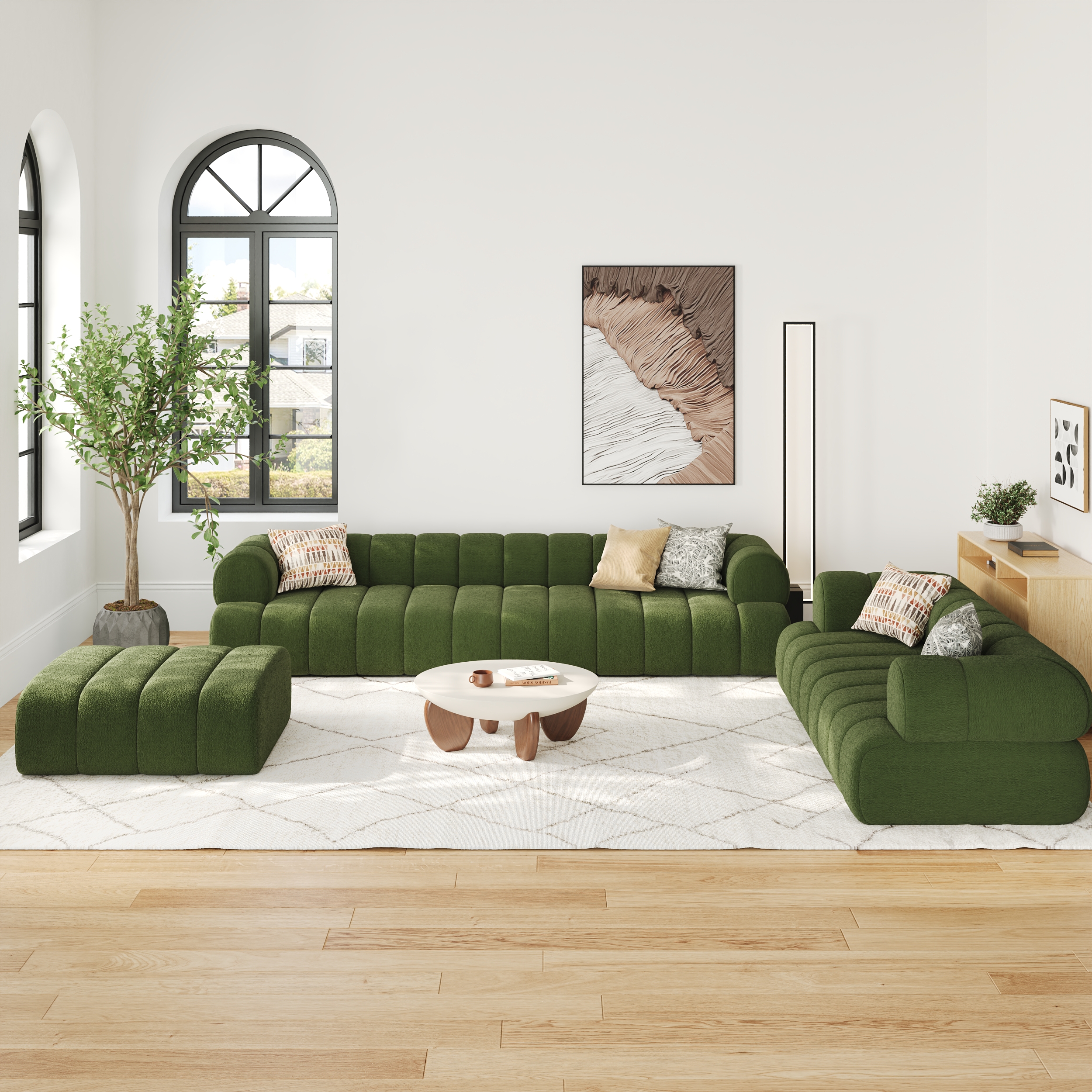 Sofá seccional Nimbus Accent Chair, 312 cm, 4 piezas, de terciopelo de chenilla con otomana
