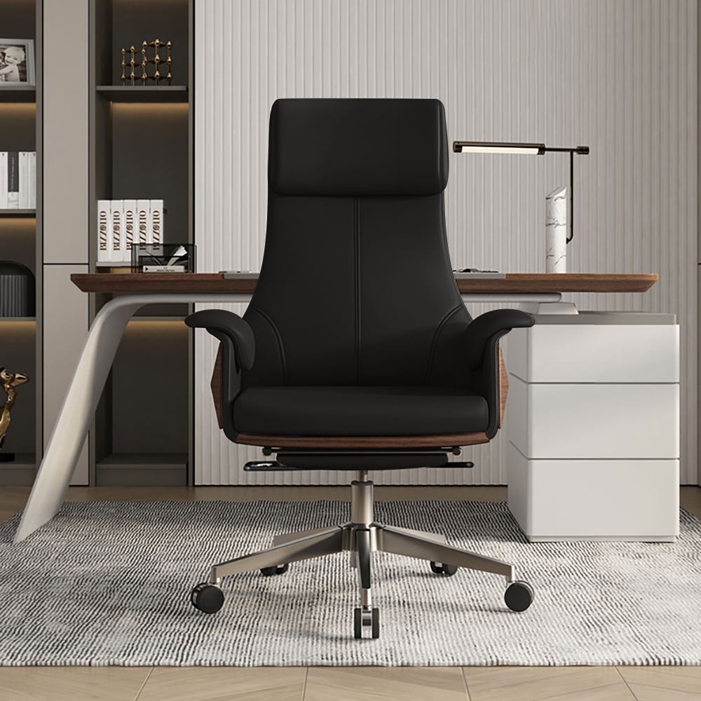 Reclining Leather Office Desk Chair High Back Adjustable Swivel Modern Executive Chair