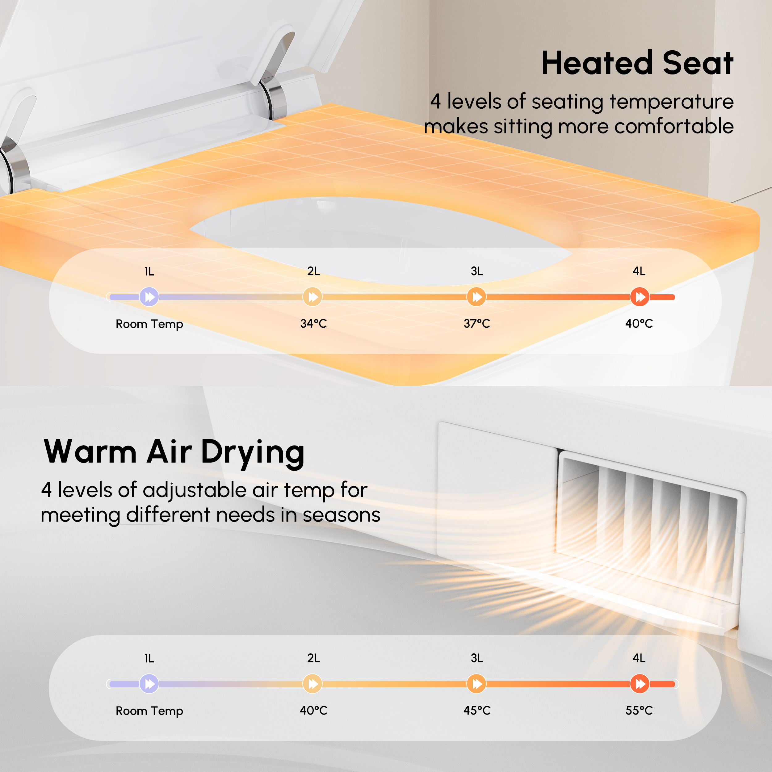 Elongated One-Piece Smart Toilet Wall-Mounted 1.32 GPF Automatic Toilet and Bidet with Auto