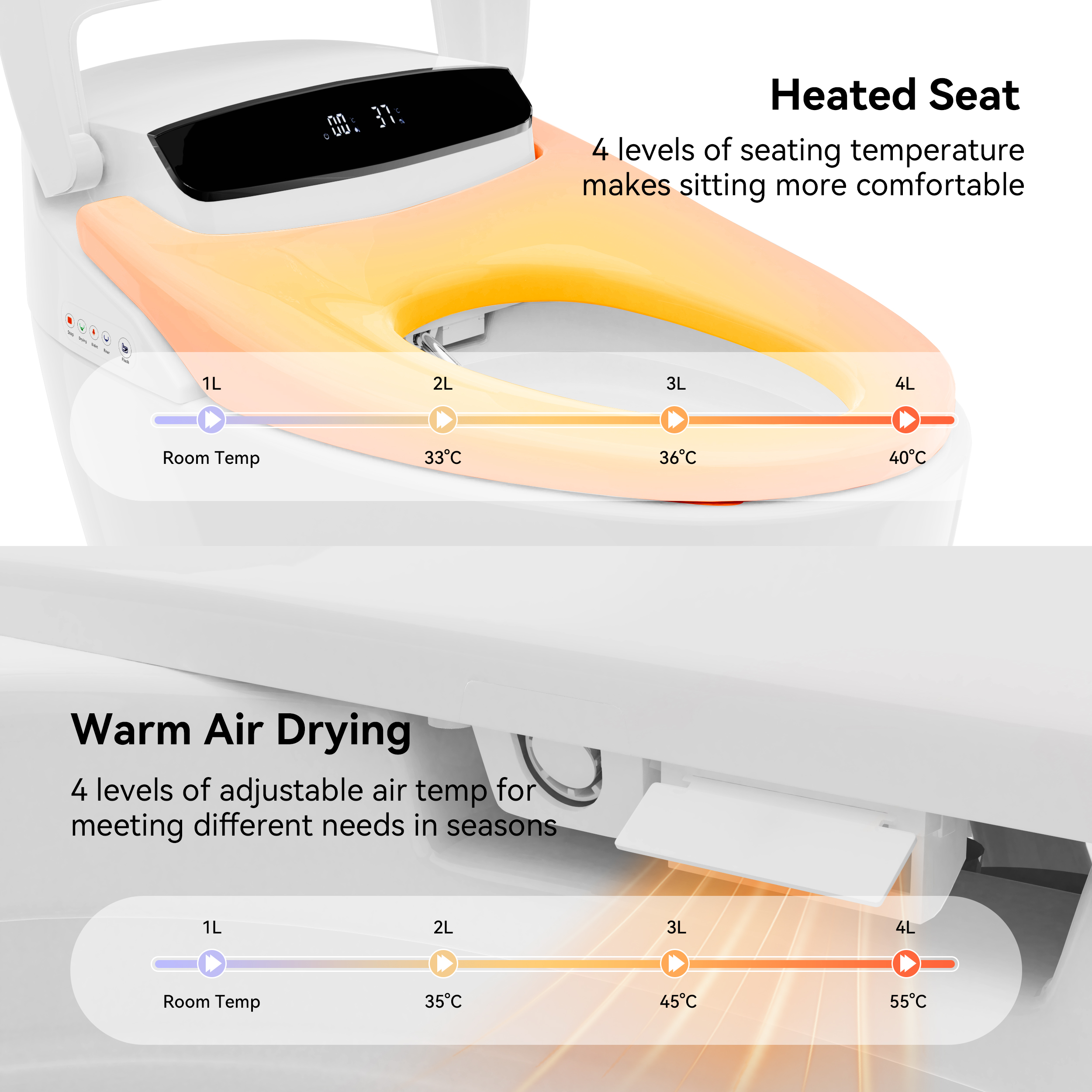 Automatic Smart Bidet Toilet with Tank Bulit in One-Piece 1.28 GPF Floor Mount Elongated Hynova