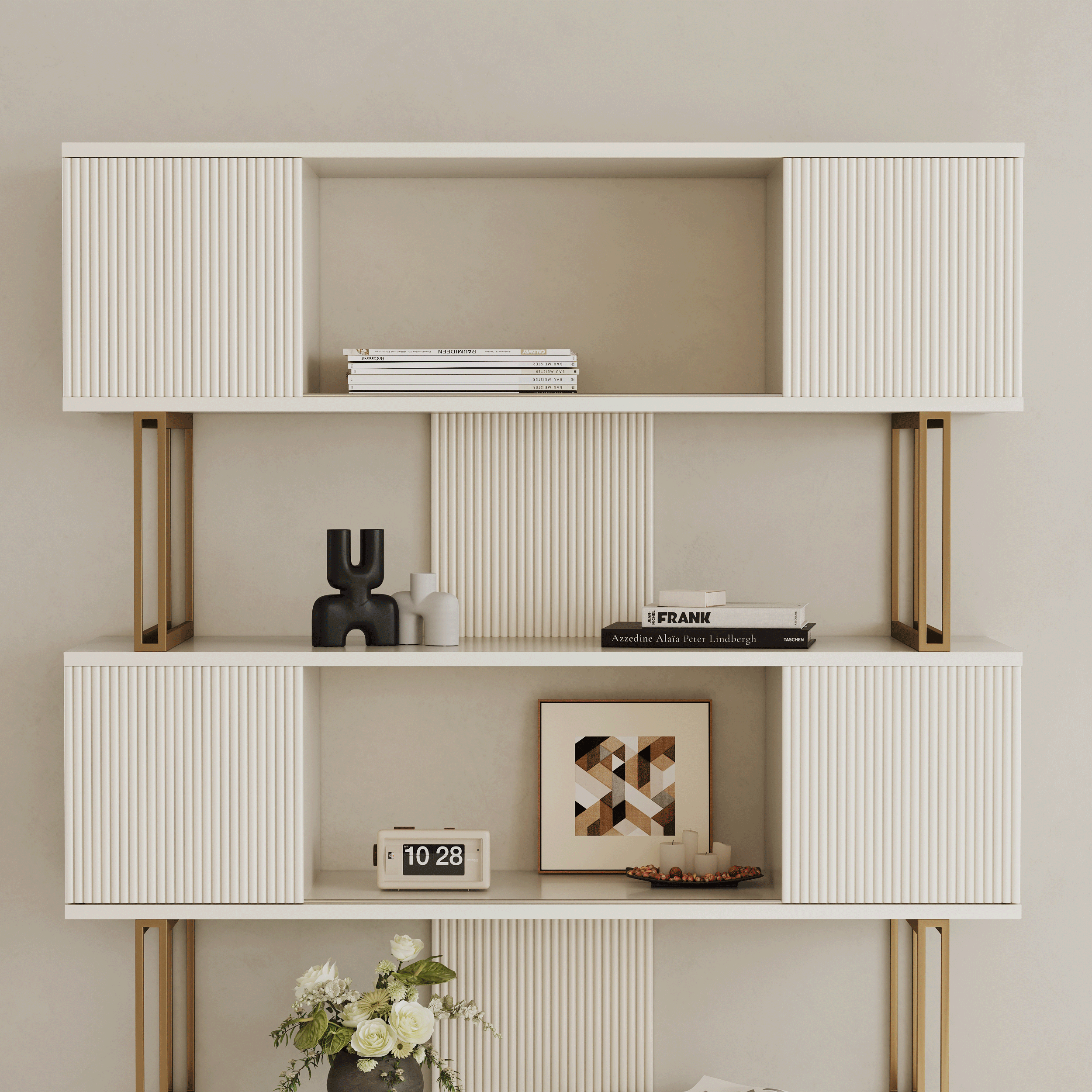 HOCSOK Libreria a 5 Ripiani, libreria scaffale con 2 cassetti