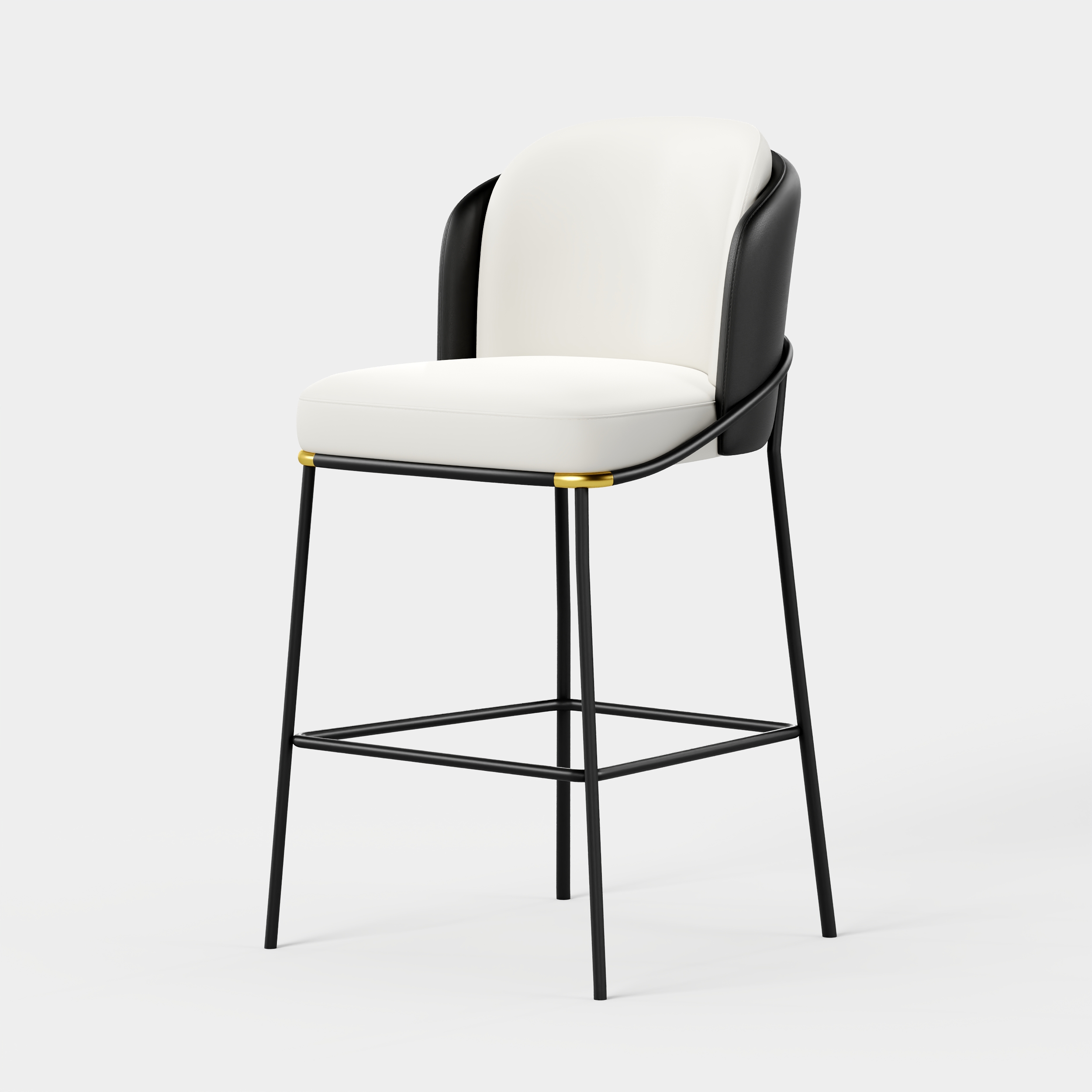 Taille:Tabouret De Comptoir De 66 cm | Quantité:1 Pièce | Tissu & Couleur:Blanc Chaud Et Similicuir Noir