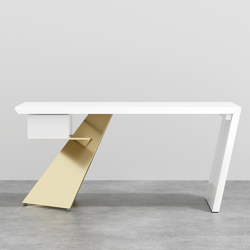 Finition:Blanc Mat Chaud Et Doré | Nombre De Tiroirs:1 | Taille:160 cm