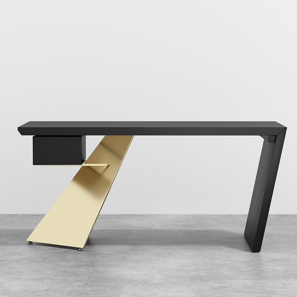 Finition:Noir & Doré | Nombre De Tiroirs:1 | Taille:140 cm