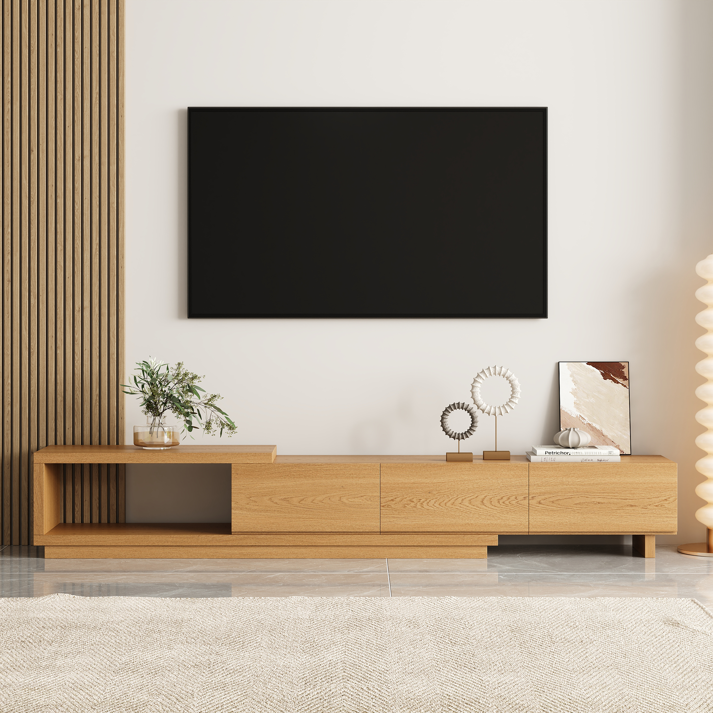Finition:Bois Naturel | Matériau:MDF | Taille:L 179 cm × P 38 cm × H 40 cm | Conception:Avec Lumière