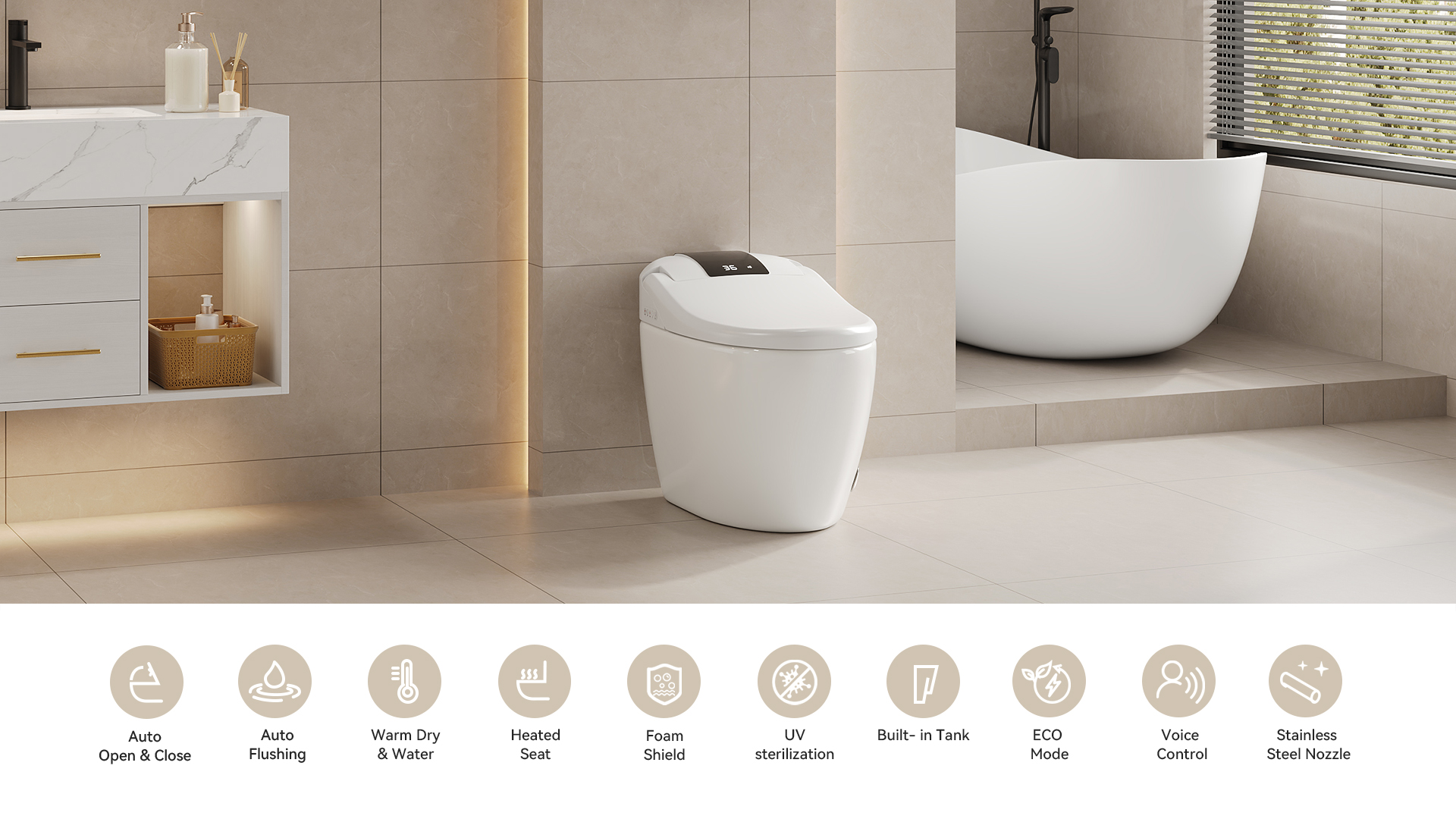 Hynova AX8 Pro Smart Toilet with Auto Lid, UV Sterilization