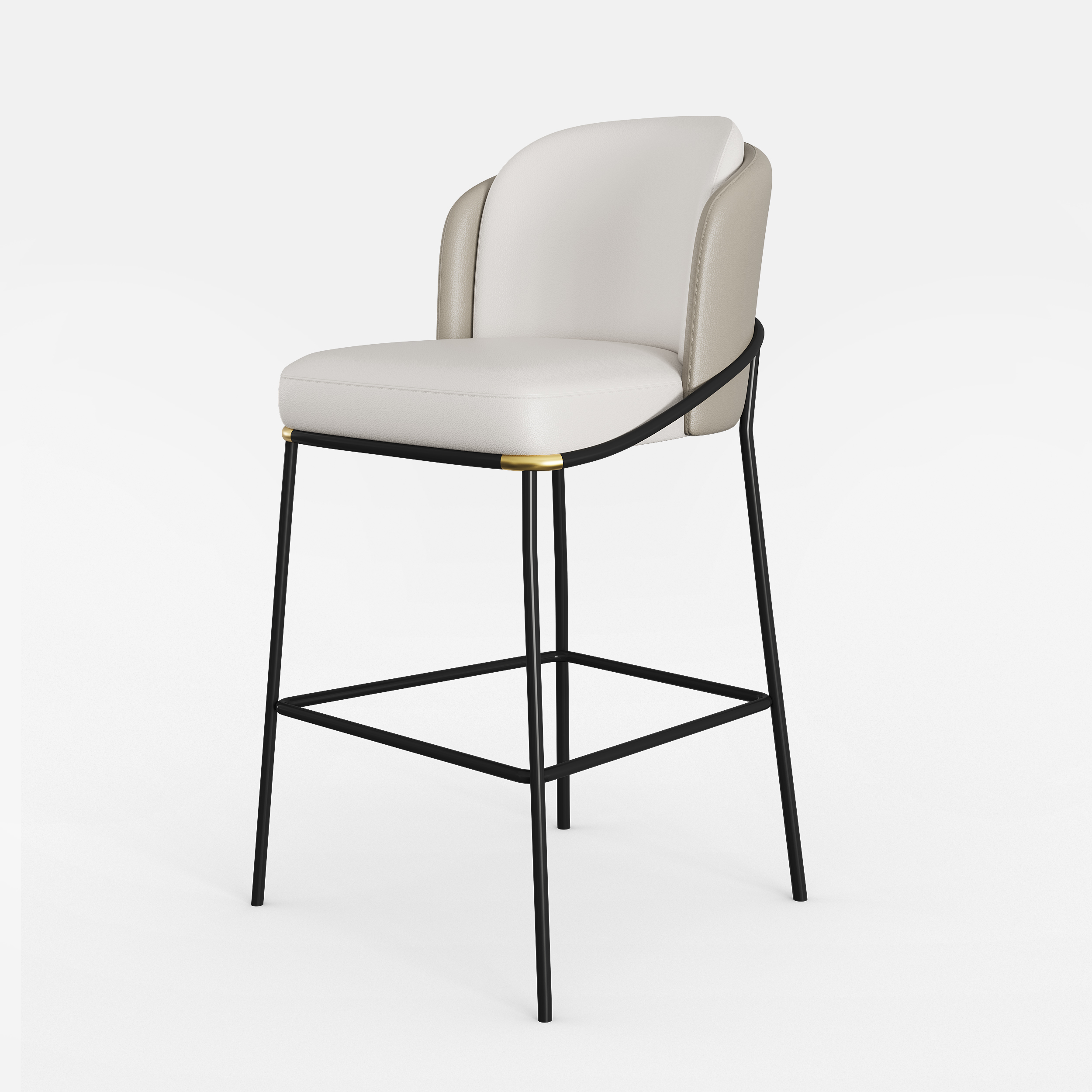 Taille:Tabouret De Comptoir De 66 cm | Quantité:1 Pièce | Tissu & Couleur:Similicuir Blanc Chaud Et Gris Clair